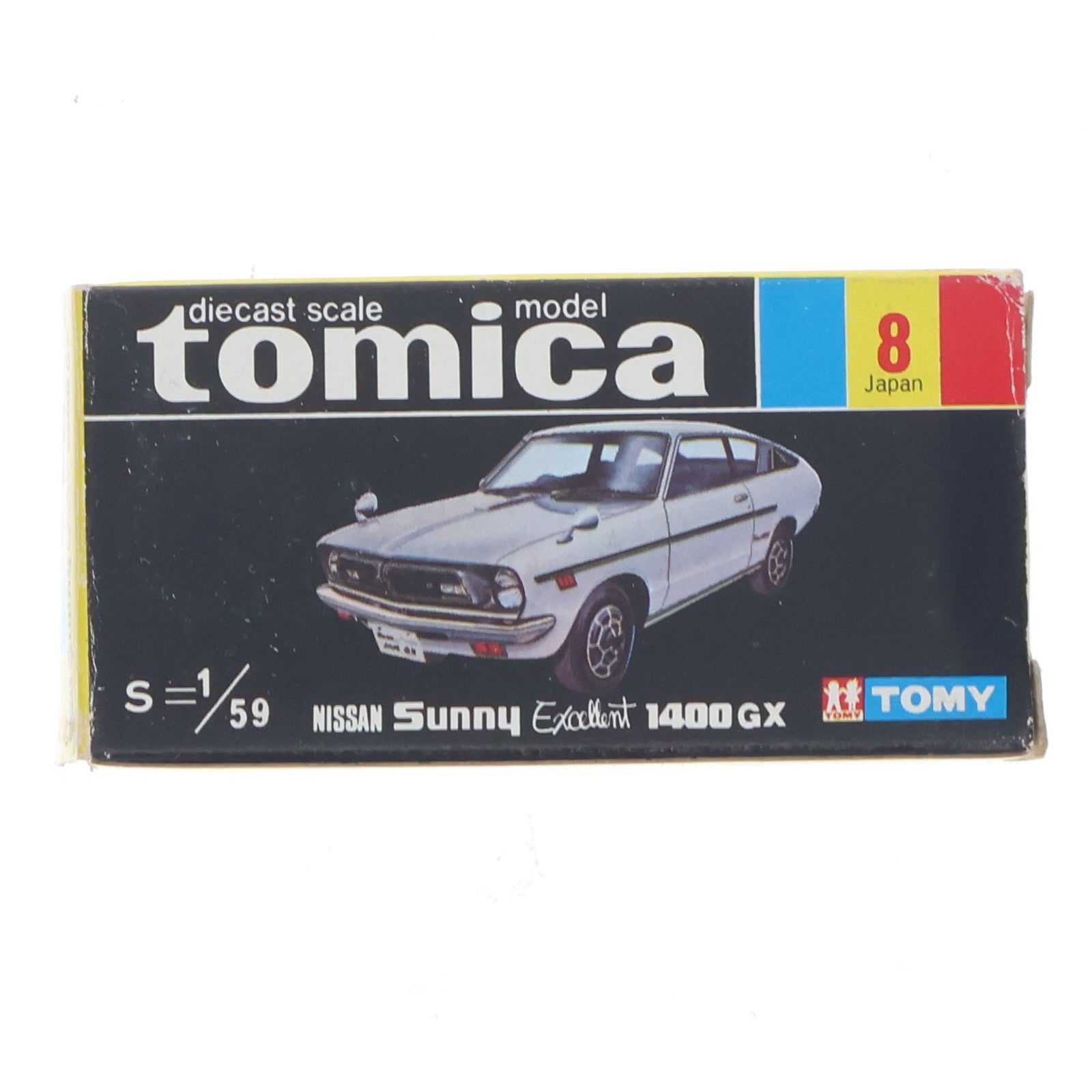 【中古即納】[MDL] トミカ No.8 1/59 ニッサン サニー エクセレント 1400 GX(ブルー/黒箱/日本製) 完成品 ミニカー トミー(19991231)