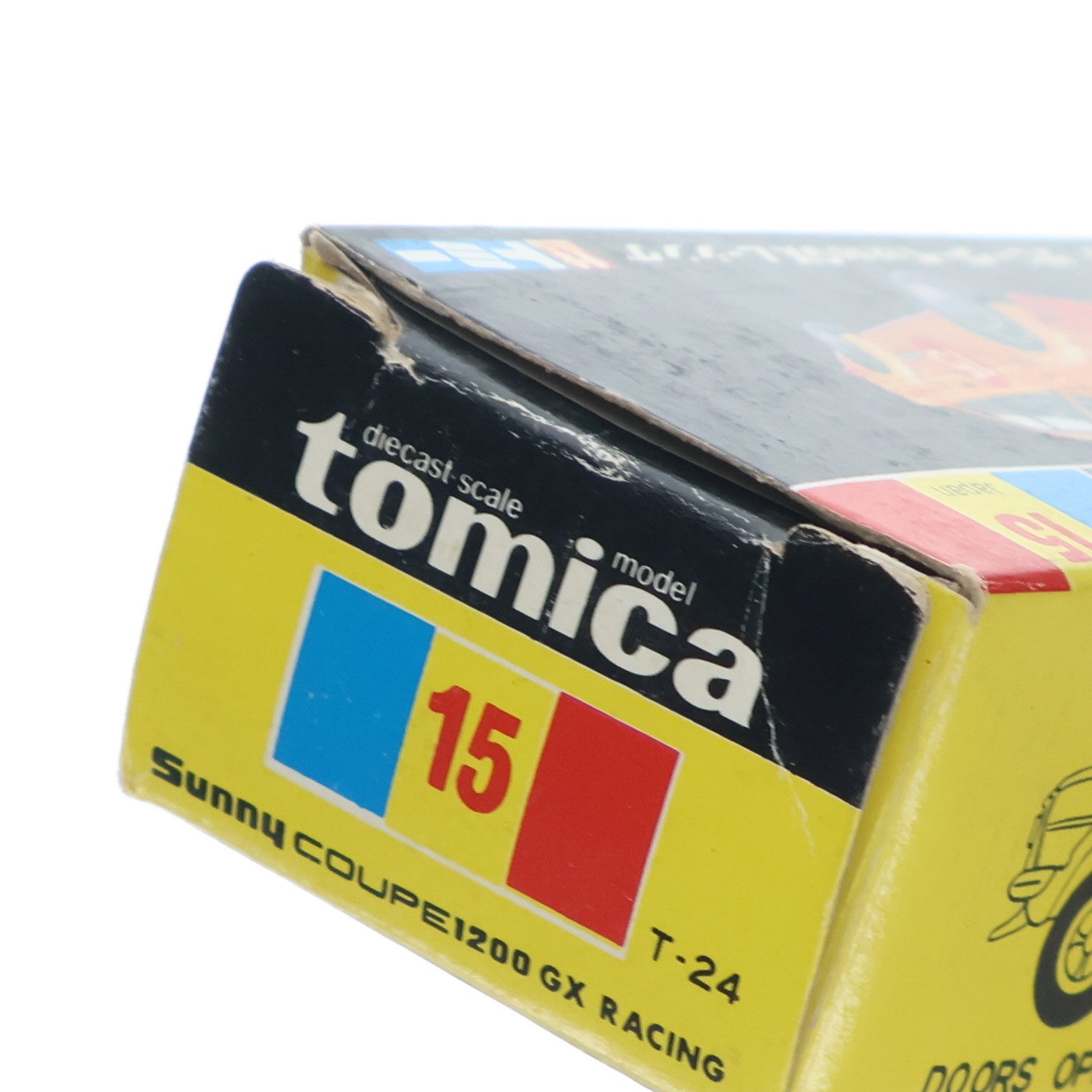 【中古即納】[MDL] トミカ No.15 1/56 サニークーペ 1200GX レーシング #15(ライトオレンジ×グリーン/黒箱/日本製) 完成品 ミニカー トミー(19991231)
