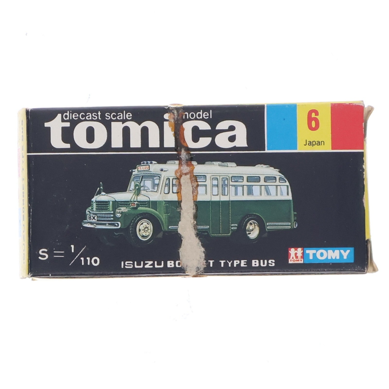 【中古即納】[MDL] トミカ No.6 1/110 いすず ボンネットタイプバス(ブルー×ライトオレンジ/黒箱/日本製) 完成品 ミニカー トミー(19991231)