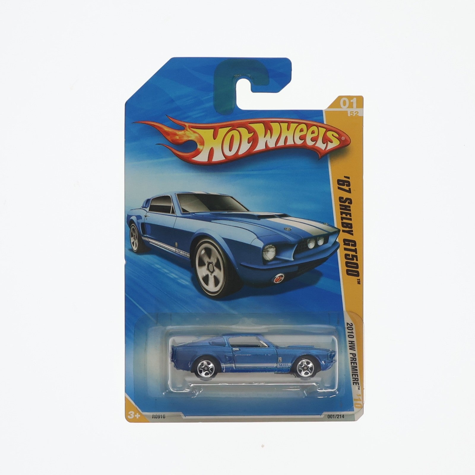 【中古即納】[MDL] Hot Wheels(ホットウィール) 2010 HW PREMIERE '67 SHELBY(シェルビー) GT500(ブルー×ホワイト) 完成品 ミニカー マテル(20091231)