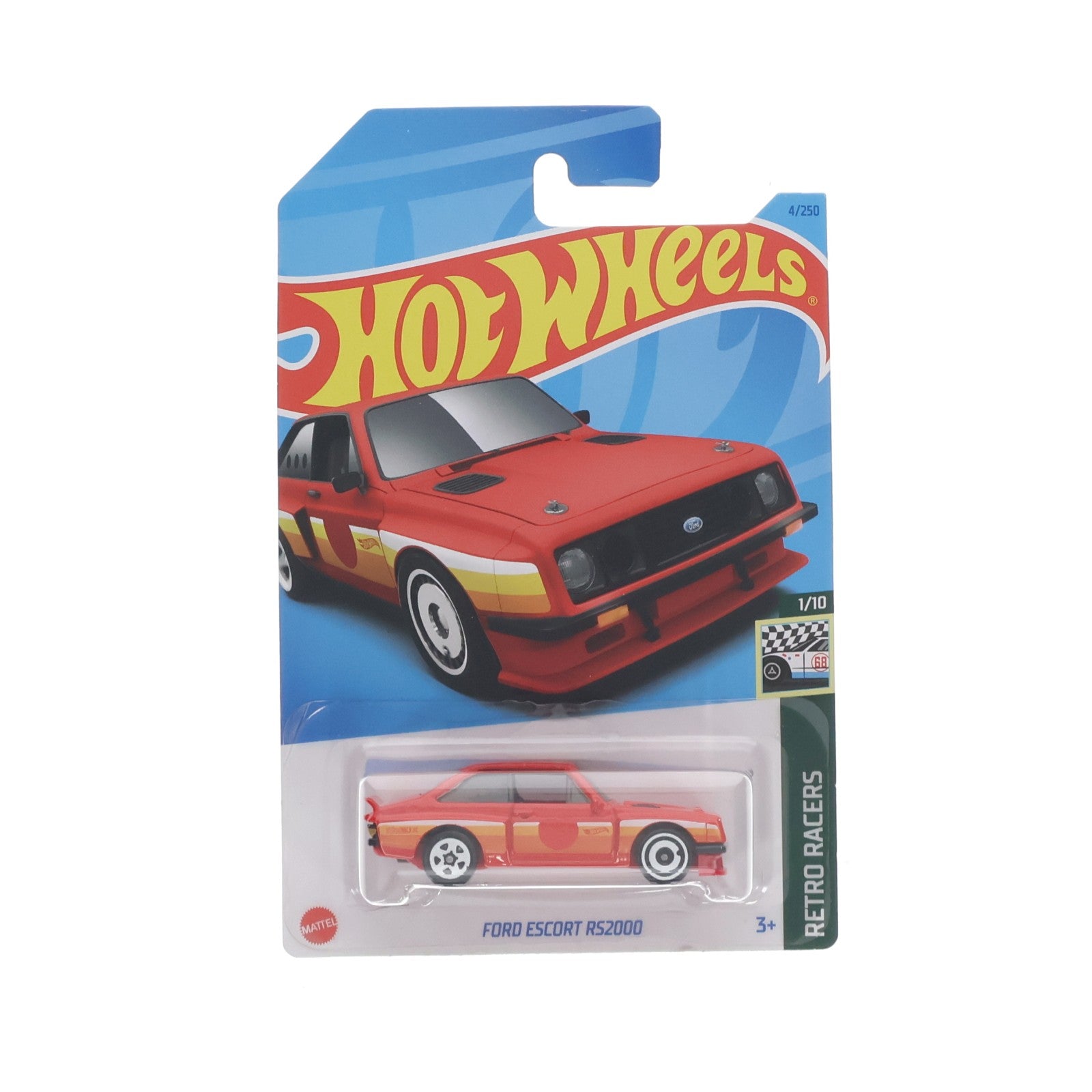 【中古即納】[MDL] Hot Wheels(ホットウィール) RETRO RACERS 1/64 FORD ESCORT RS2000(レッド×オレンジ×イエロー) 完成品 ミニカー(HKJ77) マテル(20211231)