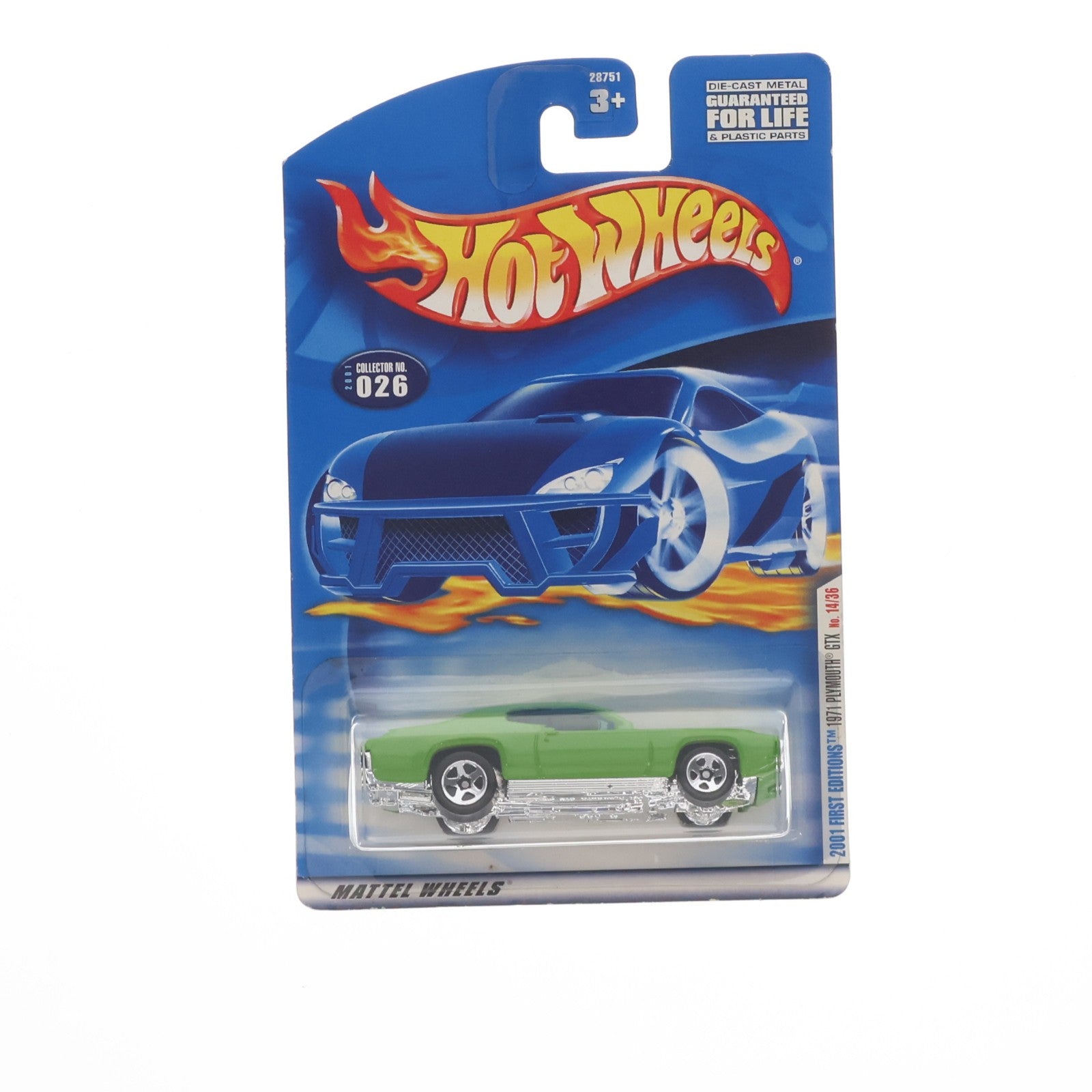 【中古即納】[MDL] Hot Wheels(ホットウィール) 2001 FIRST EDITIONS 1/64 1971 Plymouth GTX(グリーン×ブラック) 完成品 ミニカー(28751-0910) マテル(20011231)