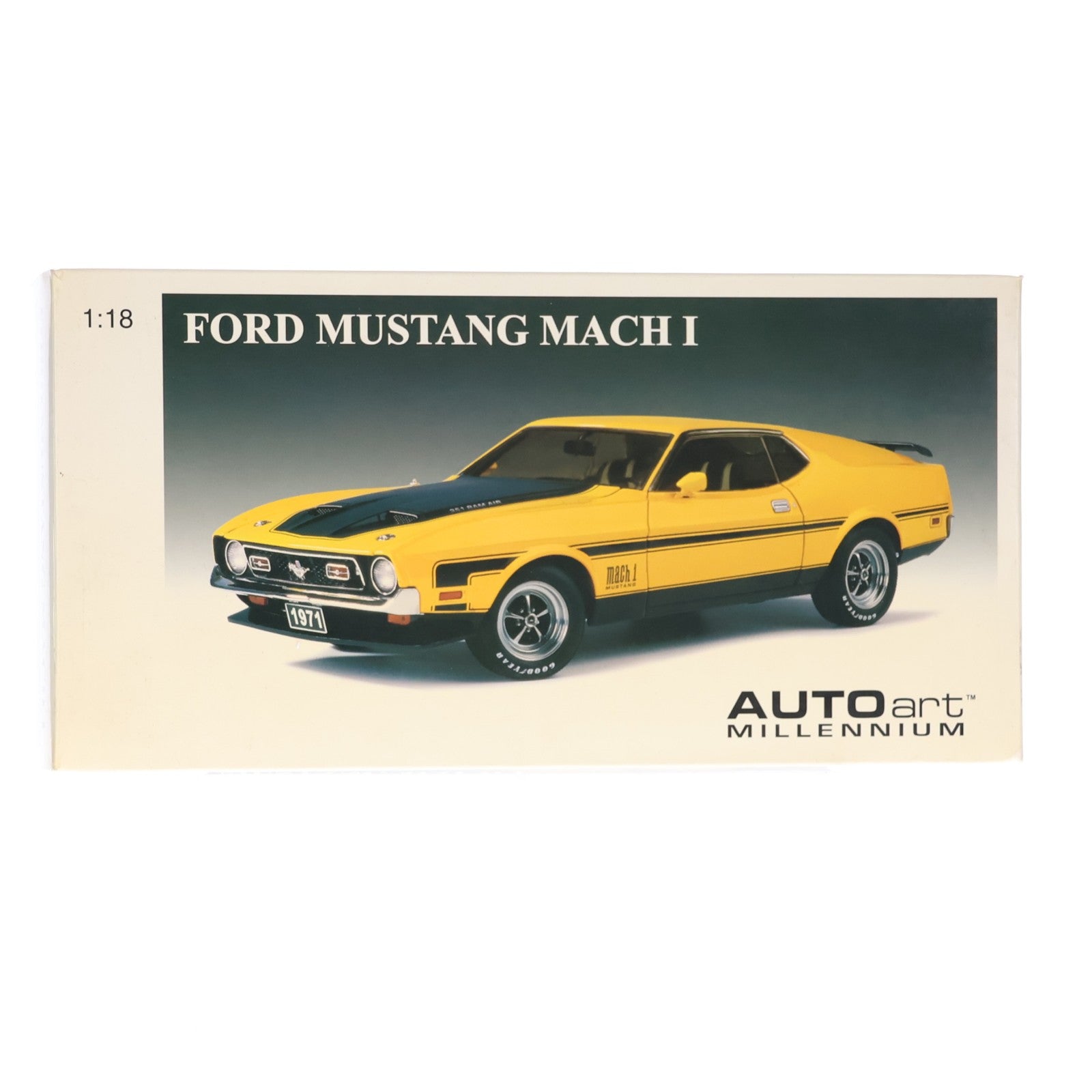 【中古即納】[MDL] MILLENNIUM 1/18 FORD MUSTANG MACH I(フォード マスタング マッハ1) FASTBACK 1971(イエロー) 完成品 ミニカー(72821) AUTOart(オートアート)(20030731)