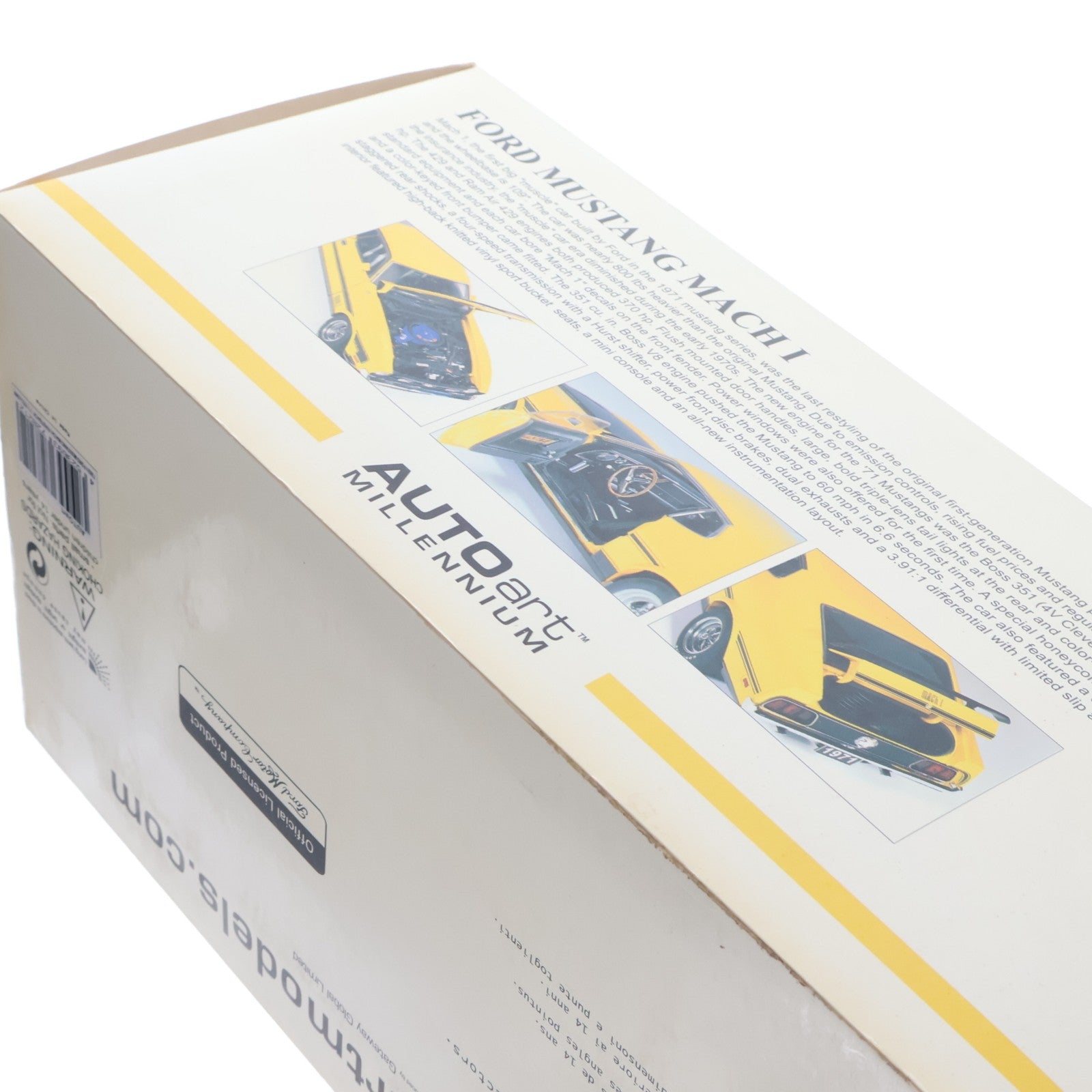 【中古即納】[MDL] MILLENNIUM 1/18 FORD MUSTANG MACH I(フォード マスタング マッハ1) FASTBACK 1971(イエロー) 完成品 ミニカー(72821) AUTOart(オートアート)(20030731)