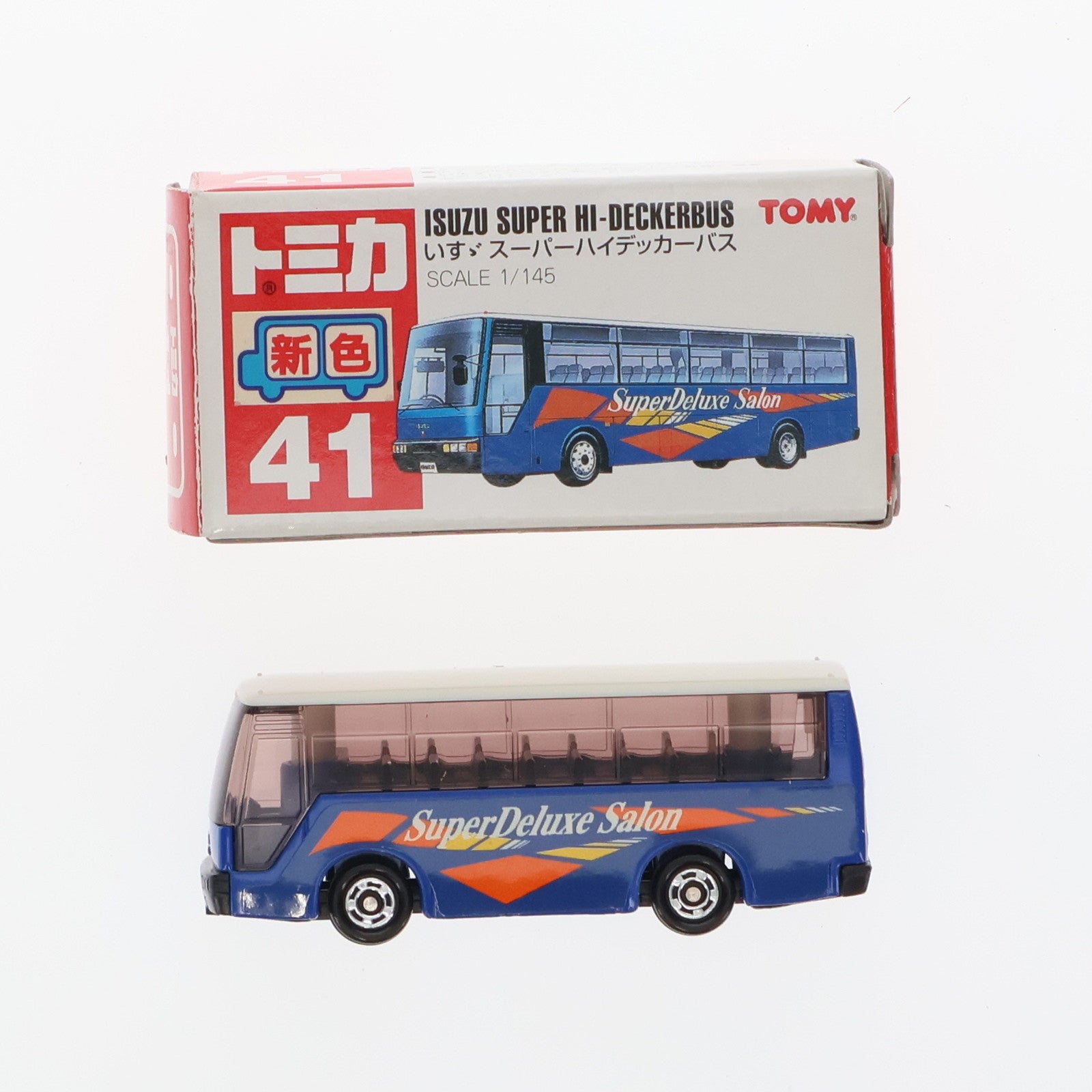 【中古即納】[MDL] トミカ No.41 1/145 いすず スーパーハイデッカーバス(ブルー×ホワイト/赤箱/中国製/TOMY赤字) 完成品 ミニカー トミー(20081006)