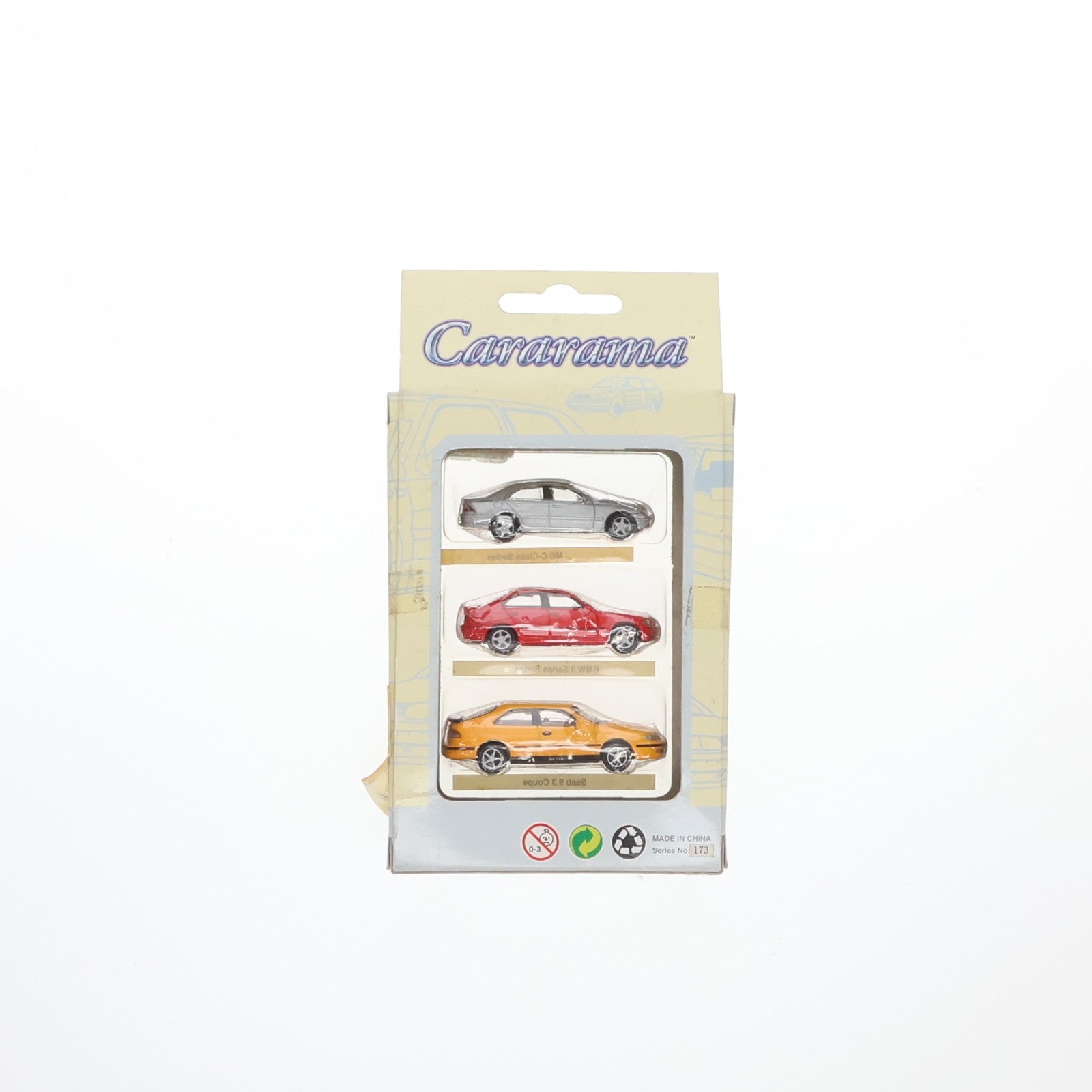 【中古即納】[MDL] 1/72 MB C-lass sedan(Cクラス セダン)(シルバー)&BME 3 Series Sedan(レッド)&Saab 9.3 Coupe(クーペ)(イエロー) 3台セット 完成品 ミニカー(173) Cararama(カララマ)(19991231)