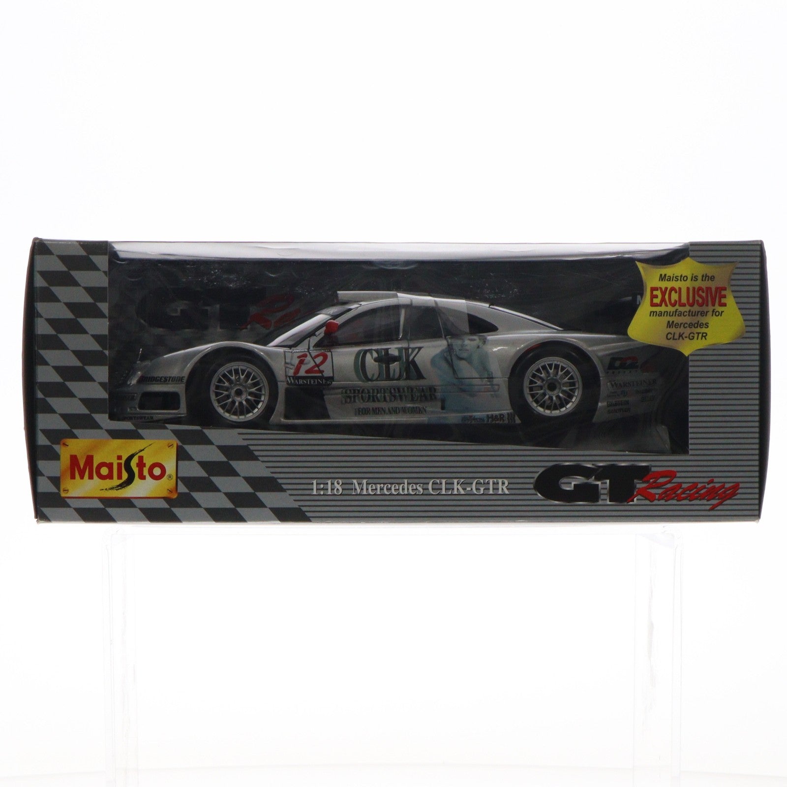 【中古即納】[MDL] GT Racing 1/18 Mercedes CLK-GTR WARSTEINER #12 シルバー 完成品 ミニカー(38848) Maisto(マイスト)(19991231)