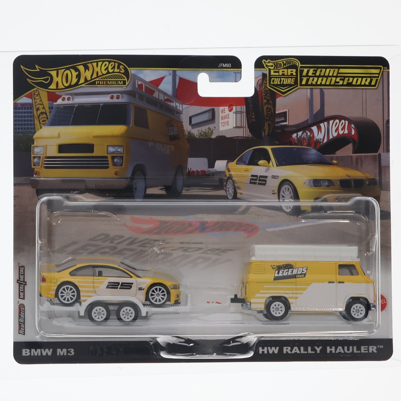 【中古即納】[MDL] Legends Tour限定 Hot Wheels PREMIUM CAR CULTURE TEAM TRANSPORT(ホットウィール プレミアム カーカルチャー チームトランスポート) 1/64 BMW M3/HW RALLY HAULER(2台セット) 完成品 ミニカー(JFM93) マテル(20251115)
