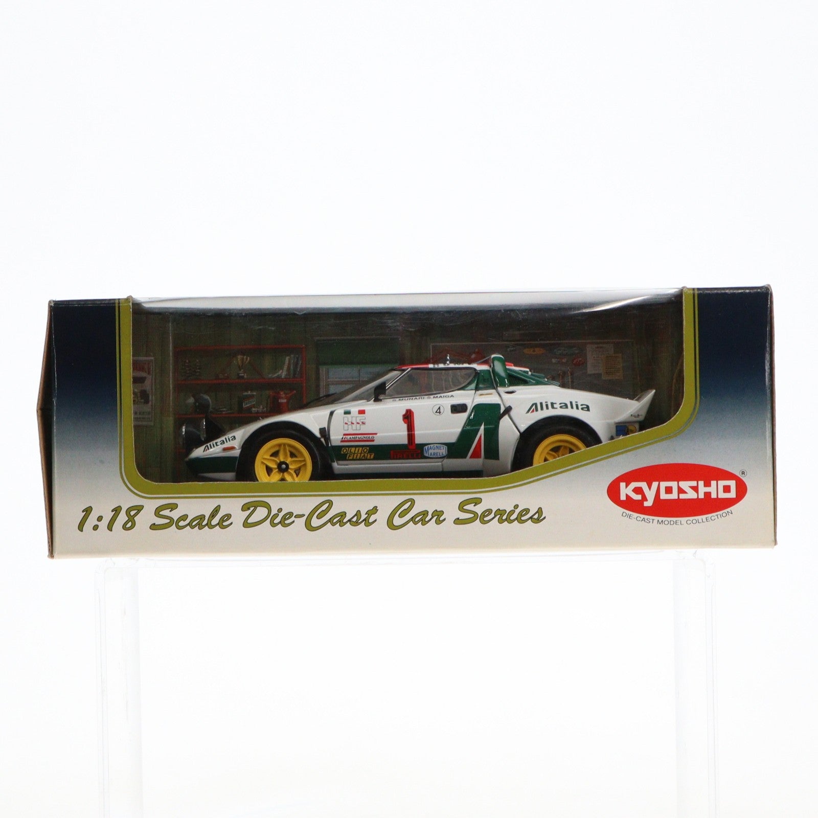 【中古即納】[MDL] 1/18 ランチアストラトスHF 1977 モンテカルロ Alitalia #1(ホワイト×グリーン×オレンジ) 完成品 ミニカー(08132A) 京商(19991231)