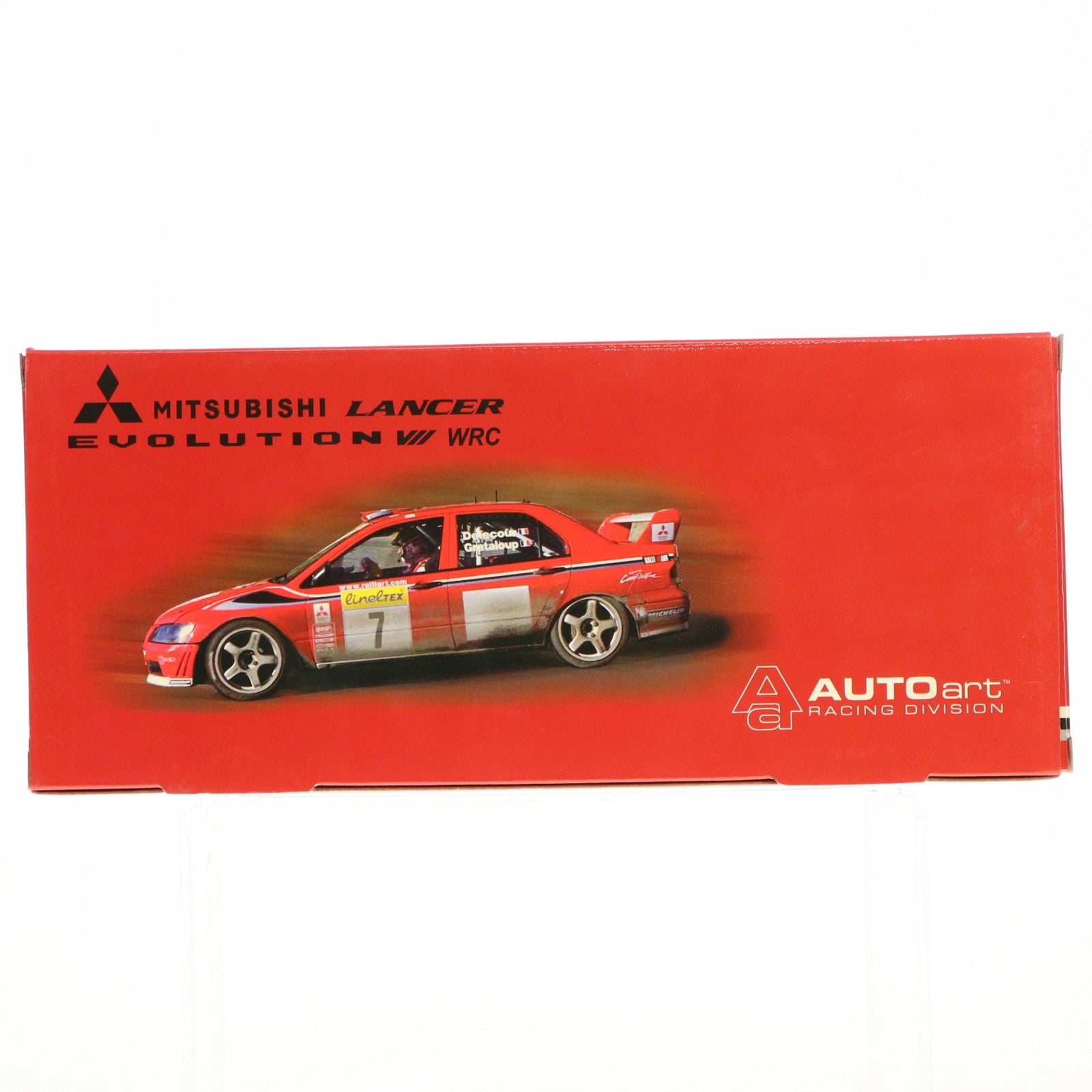 【中古即納】[MDL] 1/18 三菱 ランサーエボリューション VII WRC LinelTEX マルボロ仕様(レッド×ホワイト) 完成品 ミニカー AUTOart(オートアート)(20031231)