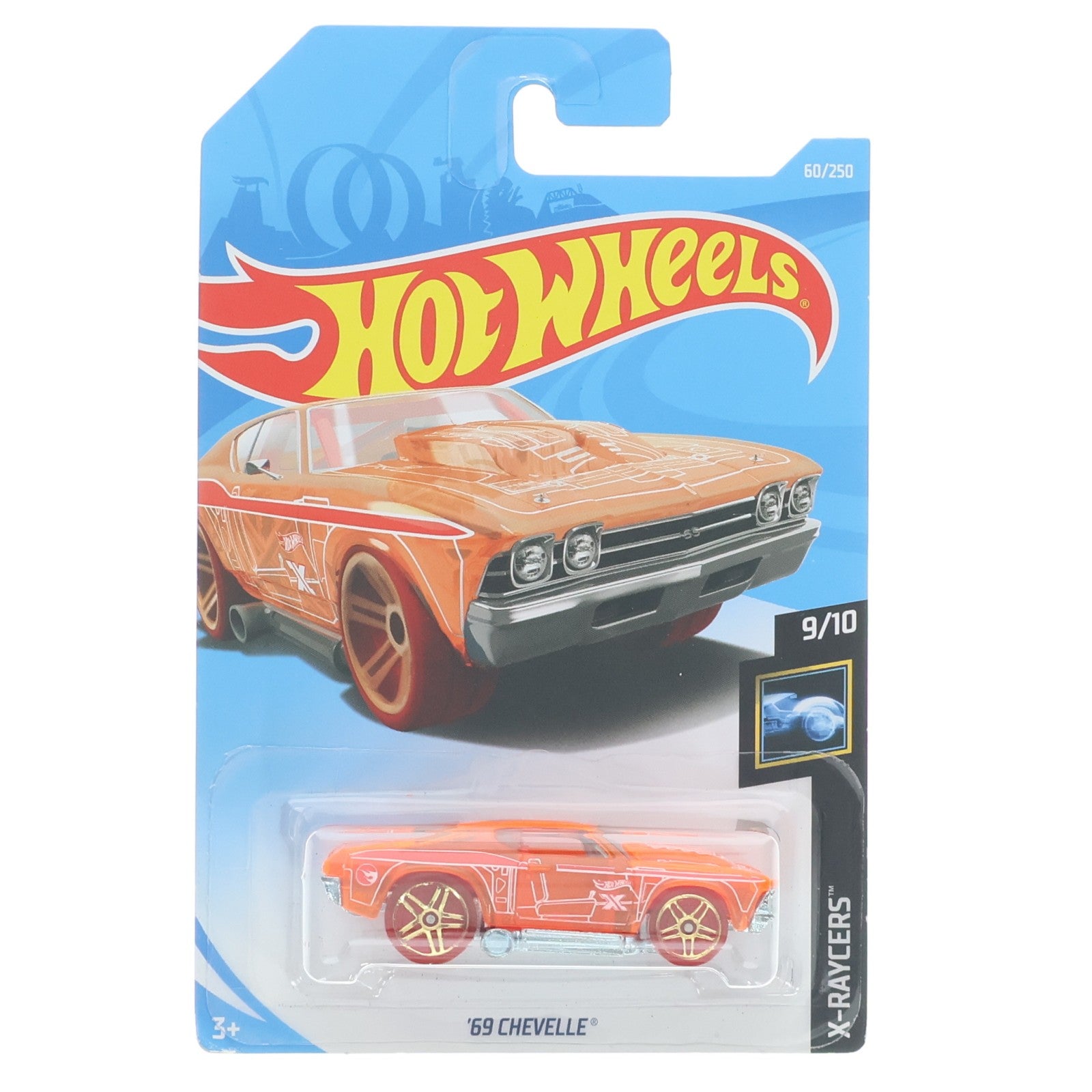 【中古即納】[MDL] Hot Wheels(ホットウィール) X-RAYCERS 1/64 '69 CHEVELLE(レッド) 完成品 ミニカー(FYG04) マテル(20191231)