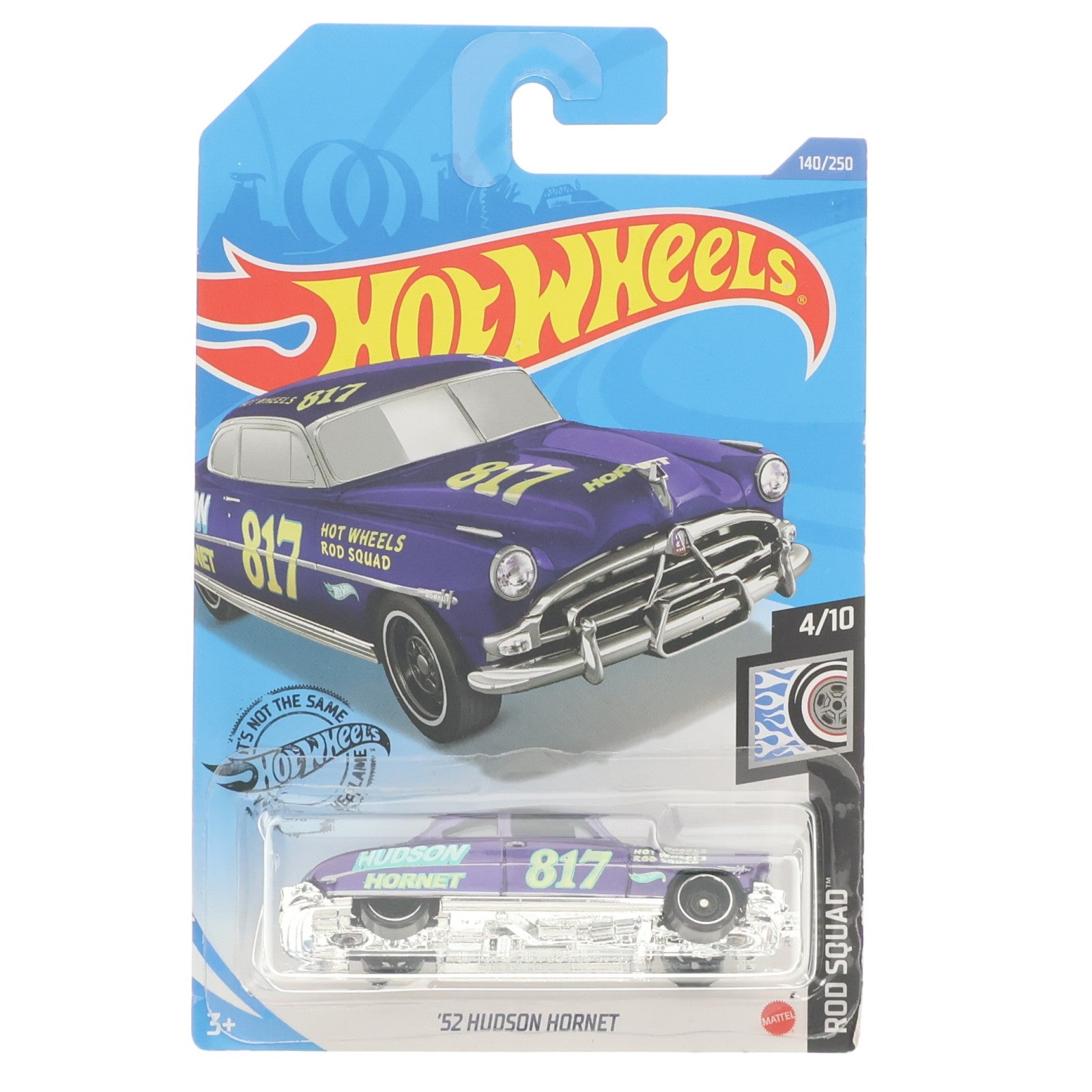 【中古即納】[MDL] Hot Wheels(ホットウィール) ROD SQUAD 1/64 '52 HUDSON HORNET(バイオレット×シルバー) 完成品 ミニカー(GHF20) マテル(20201231)