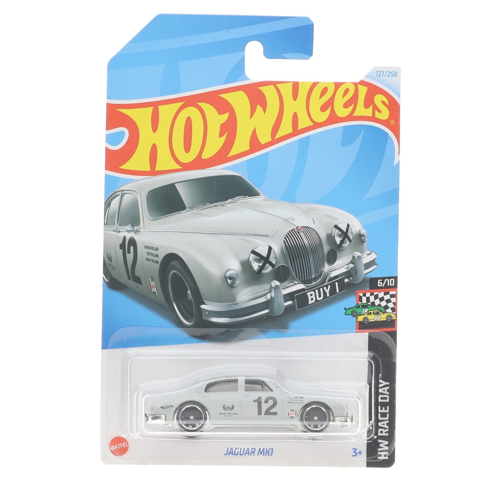 【中古即納】[MDL] Hot Wheels(ホットウィール) HW RACE DAY 1/64 JAGUAR MK1 #12(グレー) 完成品 ミニカー(HRY80) マテル(20241231)