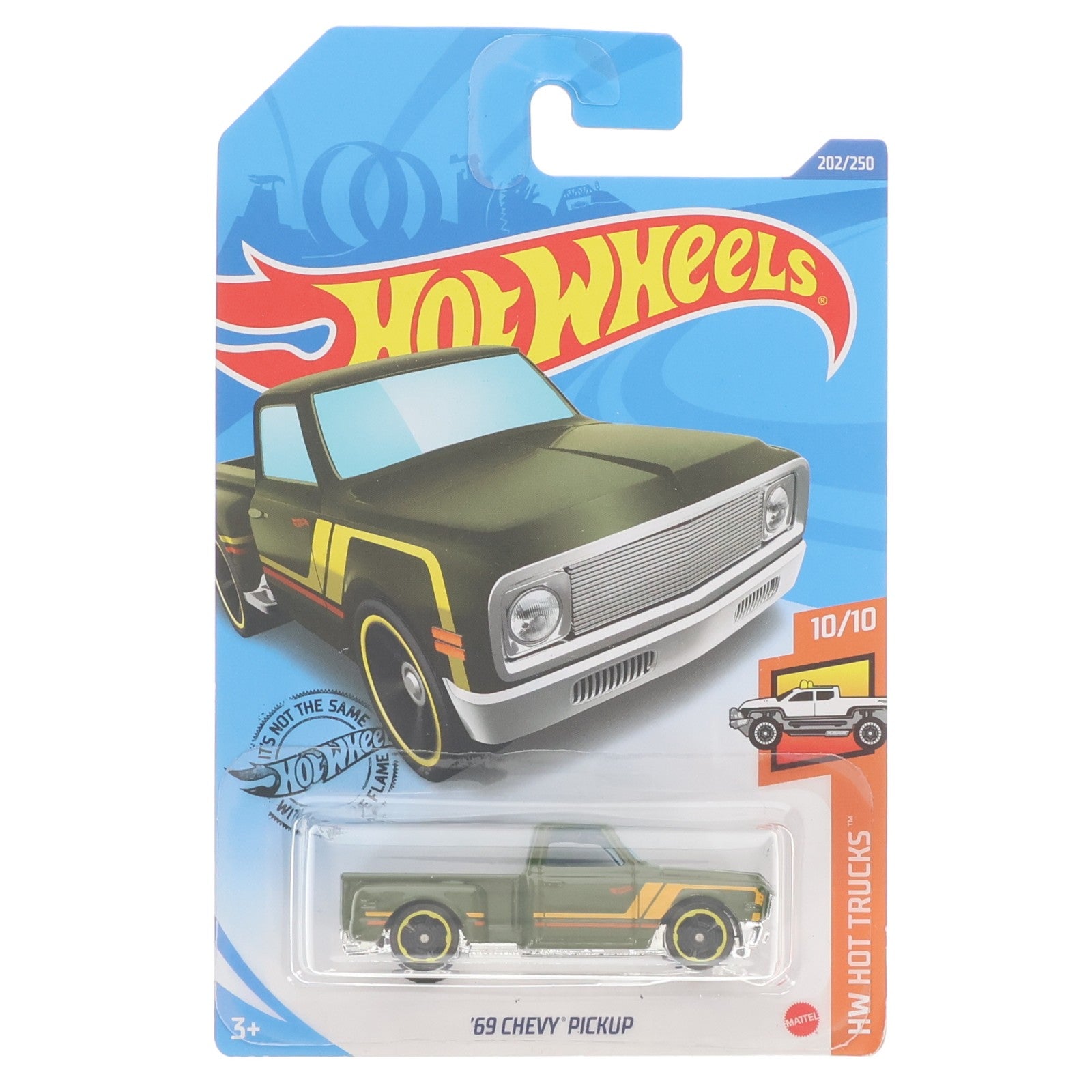 【中古即納】[MDL] Hot Wheels(ホットウィール) HW HOT TRUCKS 1/64 '69 CHEVY PICKUP(グリーン×イエロー×オレンジ) 完成品 ミニカー(GHC40-D7C6) マテル(20201231)