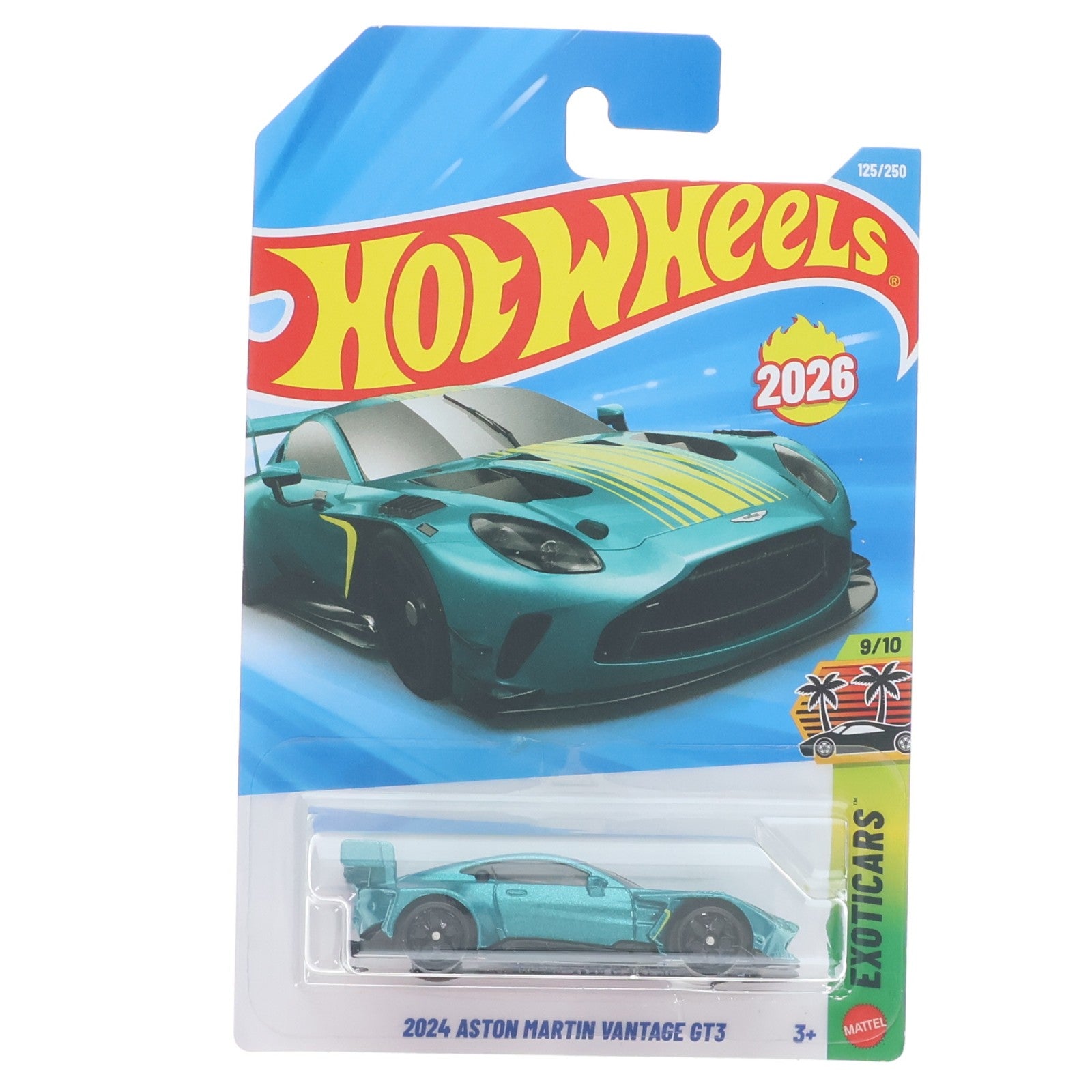 【中古即納】[MDL] Hot Wheels(ホットウィール) EXOTICARS 1/64 2024 ASTON MARTIN VANTAGE GT3(エメラルドグリーン×イエロー) 完成品 ミニカー(JJH55) マテル(20220328)