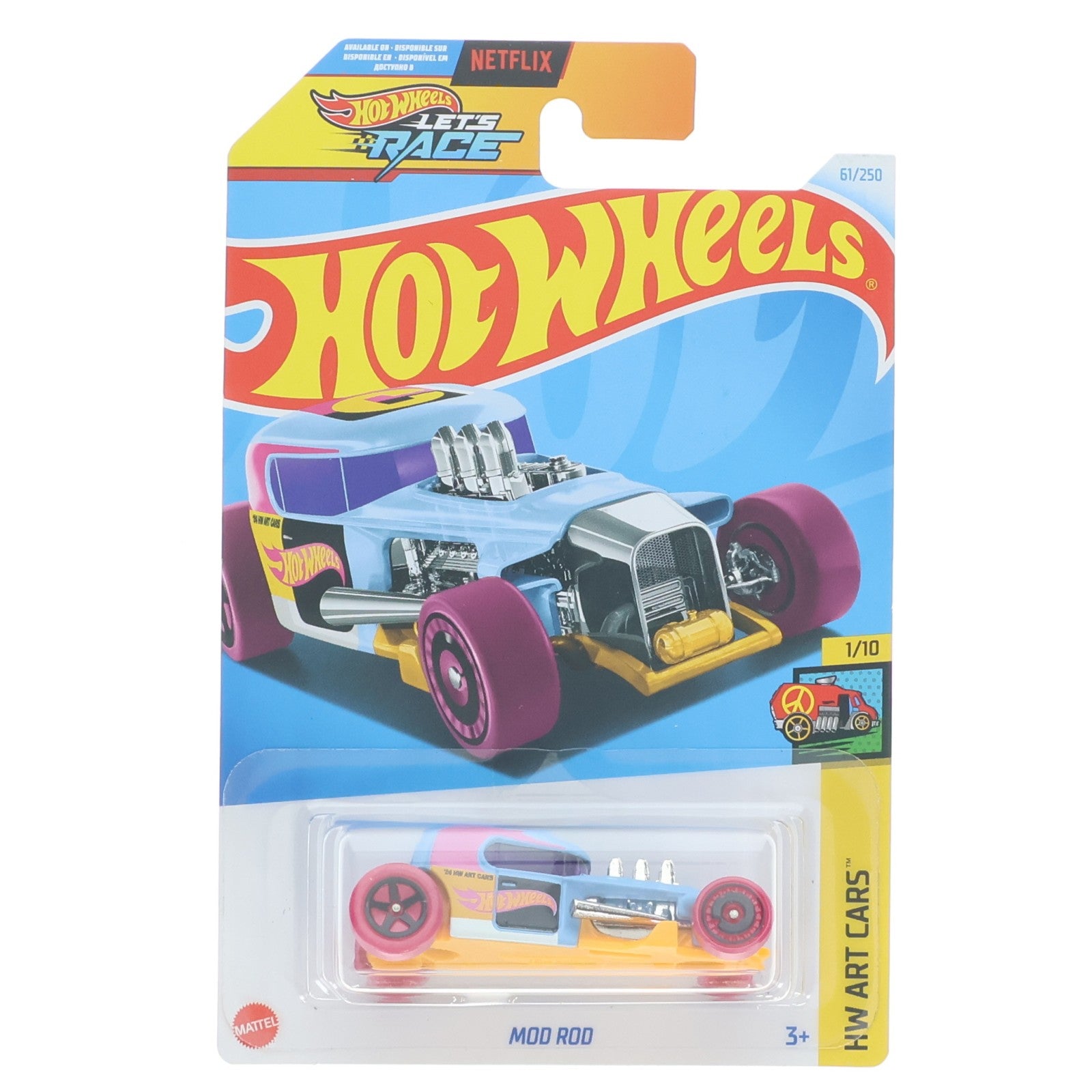 【中古即納】[MDL] Hot Wheels(ホットウィール) LET'S RACE 1/64 MOD ROD(ライトブルー×イエロー×パープル) 完成品 ミニカー(HTD31) マテル(20220328)