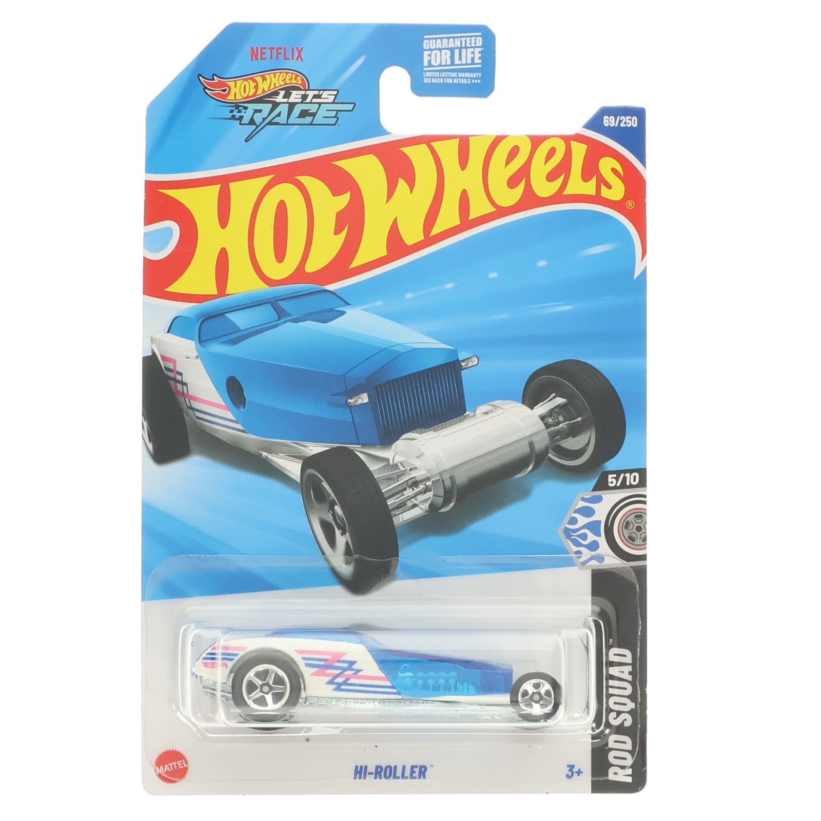 【中古即納】[MDL] Hot Wheels(ホットウィール) LET'S RACE 1/64 HI-ROLLER(クリアブルー×ホワイト×ピンク) 完成品 ミニカー(HYX14) マテル(20220328)