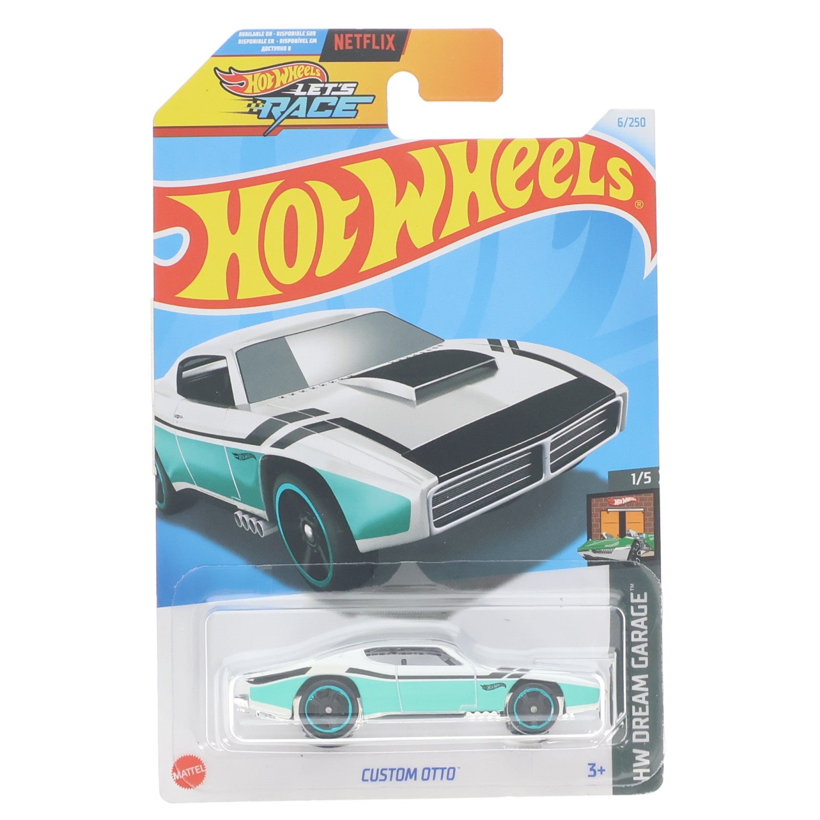 【中古即納】[MDL] Hot Wheels(ホットウィール) LET'S RACE 1/64 COSTOM OTTO(ホワイト×グリーン) 完成品 ミニカー(HTC85) マテル(20220328)