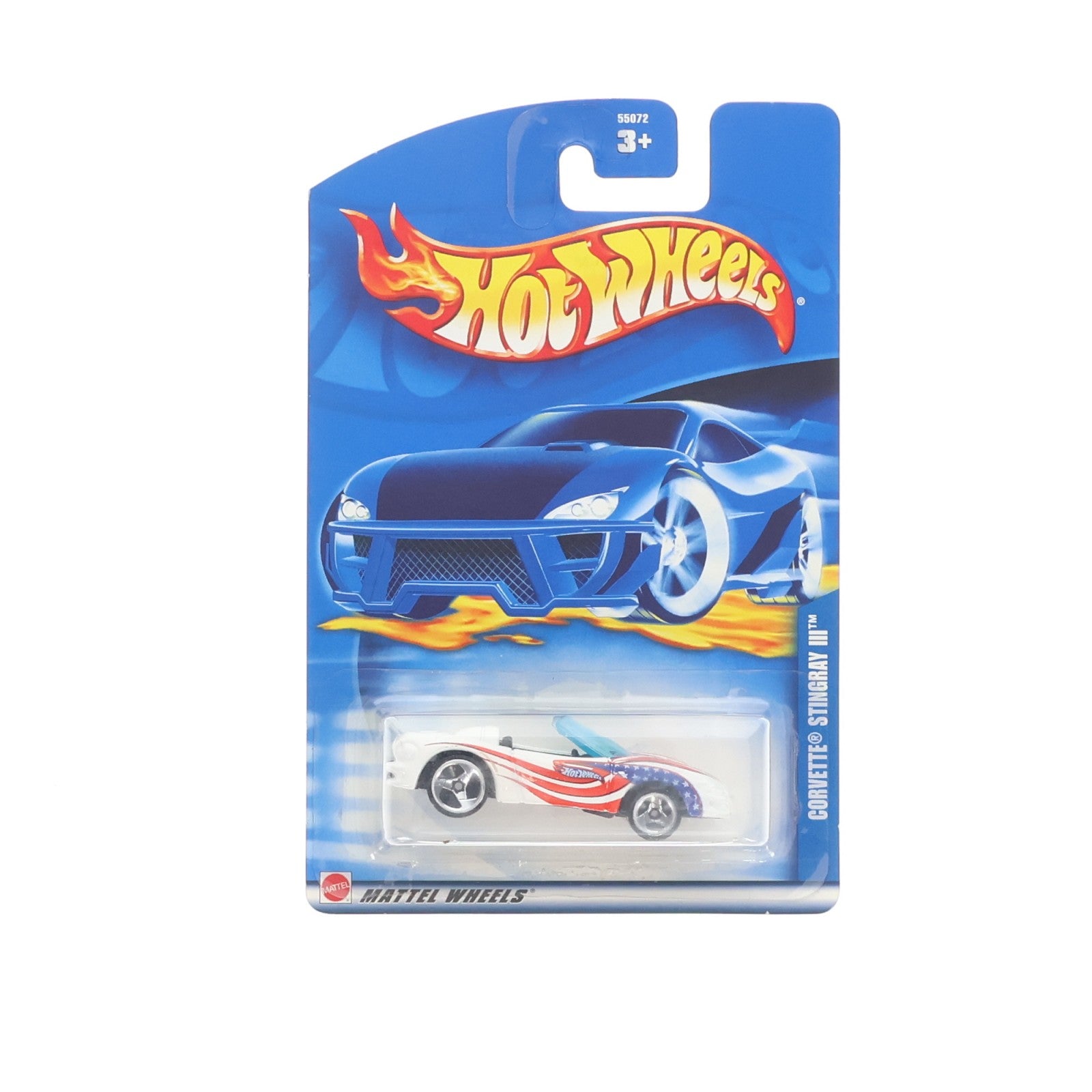 【中古即納】[MDL] Hot Wheels(ホットウィール) 1/64 CORVETTE STINGRAY III(ホワイト×ブルー×レッド) 完成品 ミニカー(55072-0814) マテル(20220328)