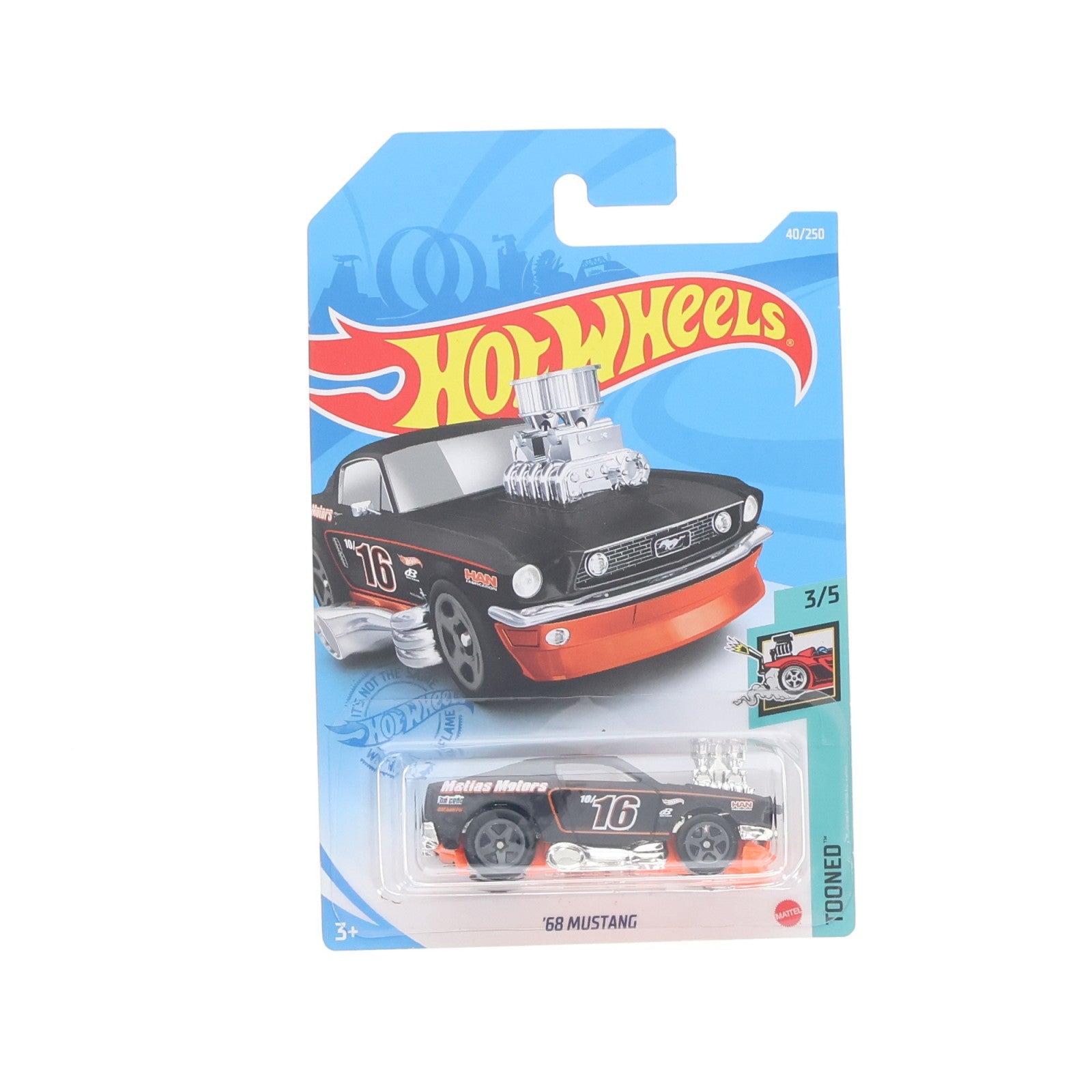 【中古即納】[MDL] Hot Wheels(ホットウィール) TOONED 1/64 68 MUSTANG #16(ブラック×オレンジ×シルバー) 完成品 ミニカー(GRY01-M7C5) マテル(20220328)