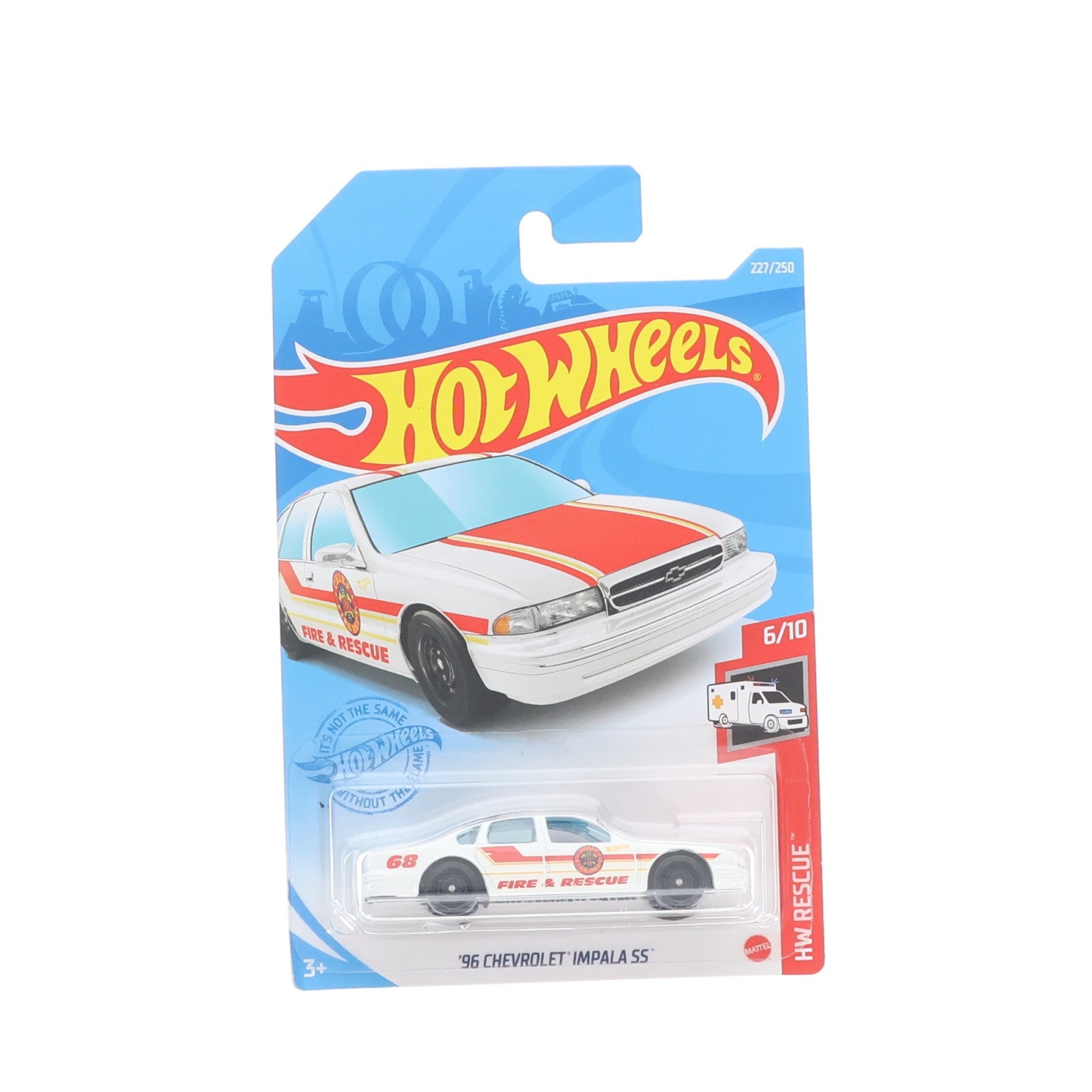 【中古即納】[MDL] Hot Wheels(ホットウィール) HW RESCUE 1/64 '96 CHEVROLET IMPALA SS(ホワイト×レッド) 完成品 ミニカー(GTB12) マテル(20220328)