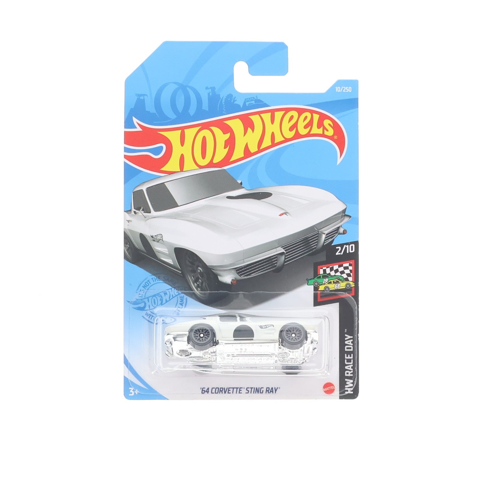 【中古即納】[MDL] Hot Wheels(ホットウィール) RACE DAY 1/64 '64 CORVETTE STING RAY(ホワイト) 完成品 ミニカー(GTB88-M7C5) マテル(20220328)