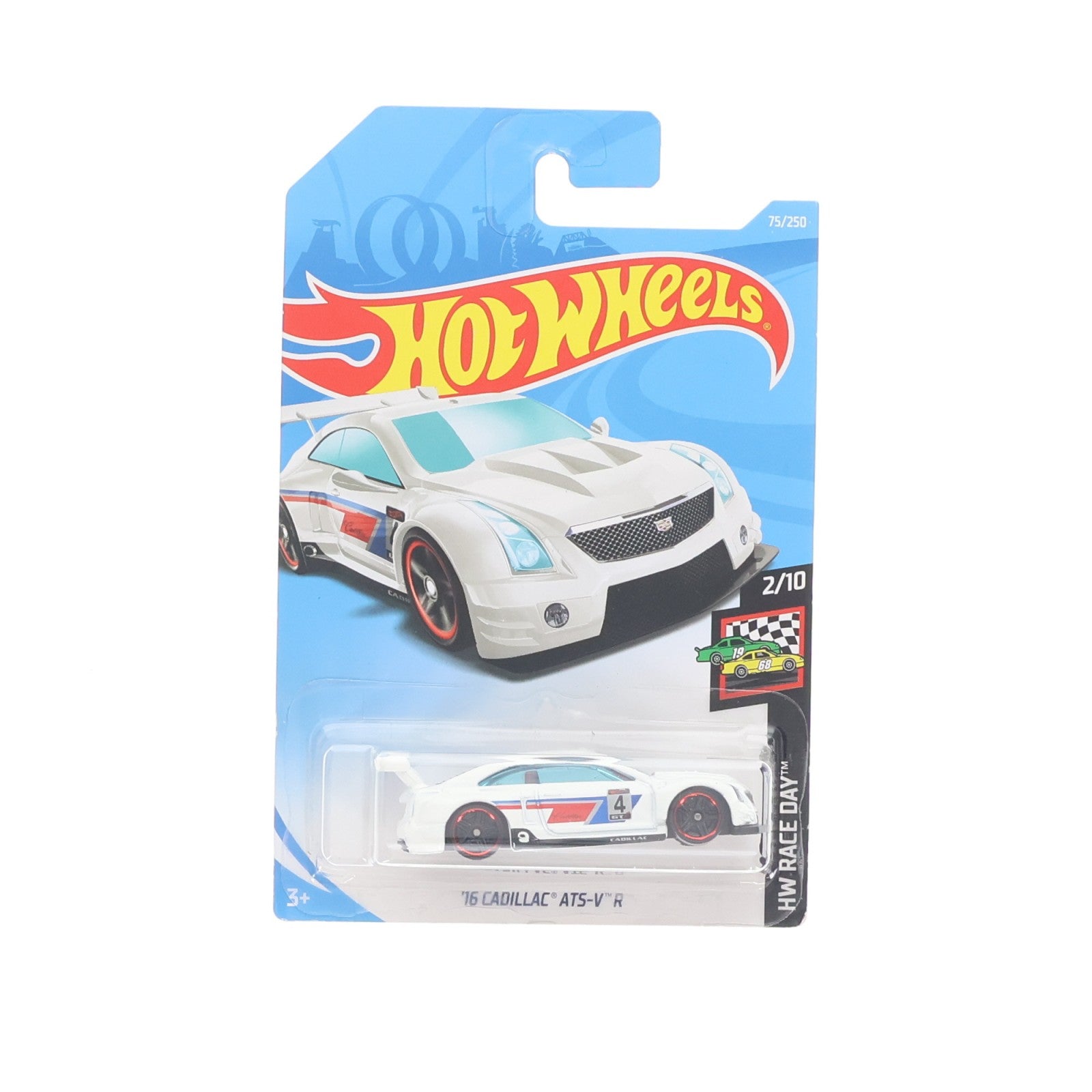 【中古即納】[MDL] Hot Wheels(ホットウィール) HW RACE DAY 1/64 '16 CADILLAC ATS-V R #4(ホワイト×レッド×ブルー) 完成品 ミニカー(FYD20) マテル(20220328)