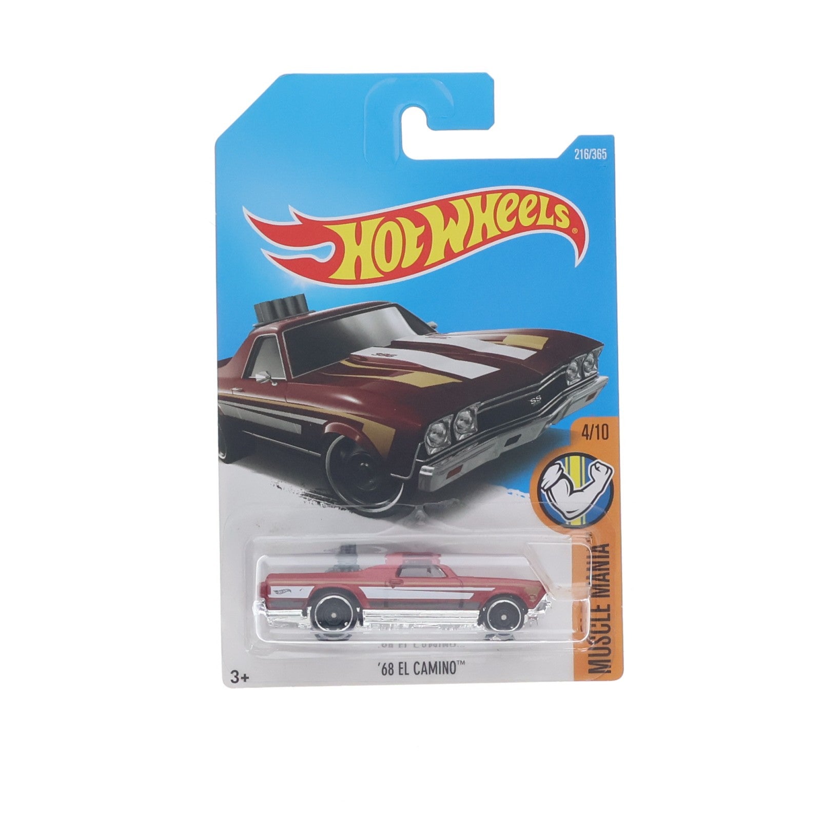 【中古即納】[MDL] Hot Wheels(ホットウィール) MUSCLE MANIA 1/64 '68 EL CAMINO(レッド×ホワイト) 完成品 ミニカー(DTY87) マテル(20220328)