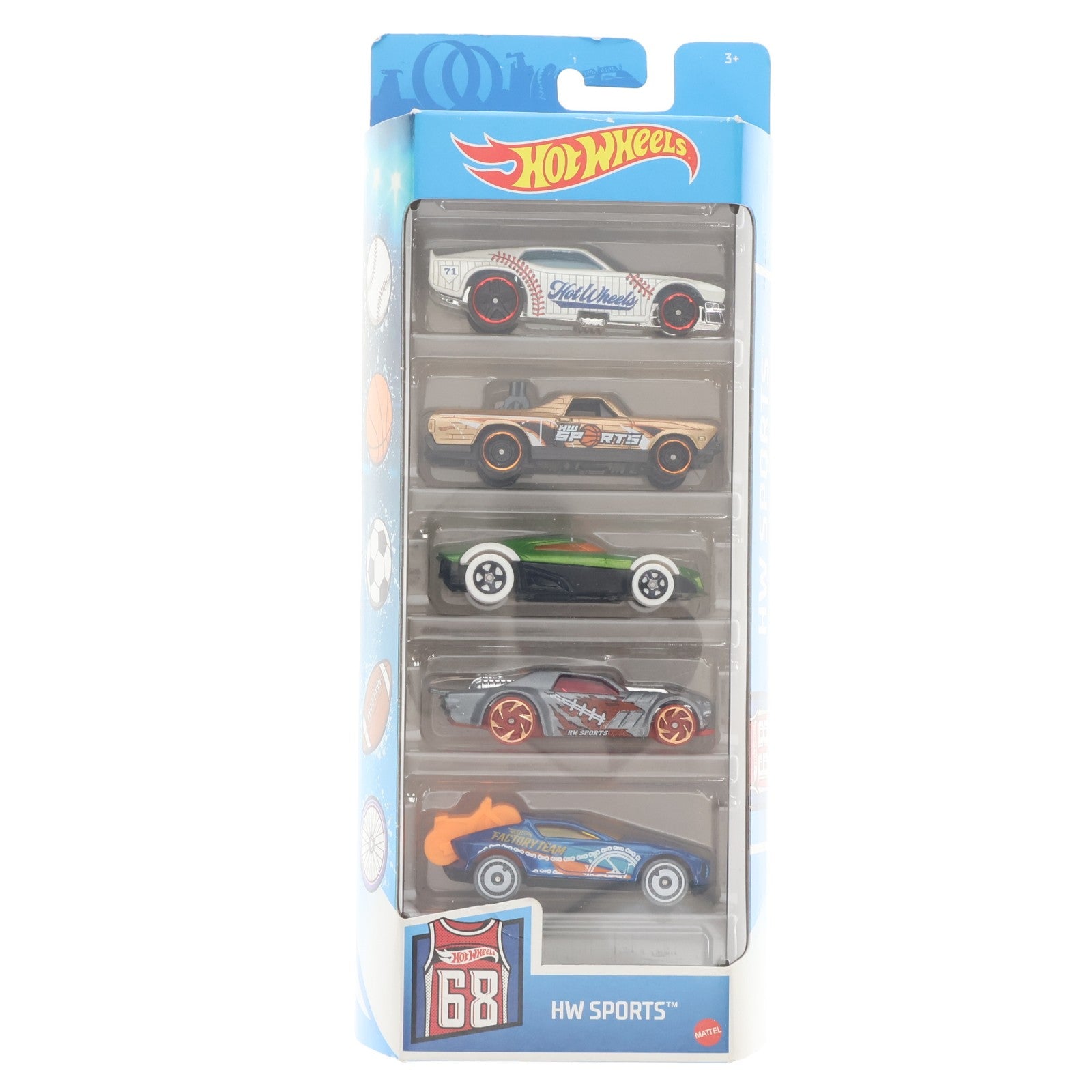 【中古即納】[MDL] Hot Wheels(ホットウィール) 1/64 HW SPORTS(5台セット) 完成品 ミニカー(GTN37) マテル(20220328)
