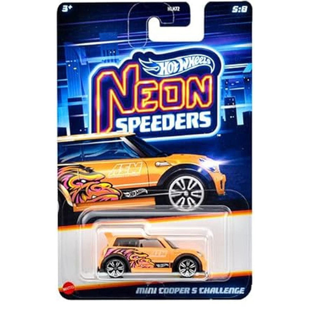 【中古即納】[MDL] Hot Wheels NEON SPEEDERS(ホットウィール ネオン・スピーダーズ) 1/64 MINI COOPER S CHALLENGE(ミニクーパー S チャレンジ) 完成品 ミニカー(JBY96) マテル(20250208)