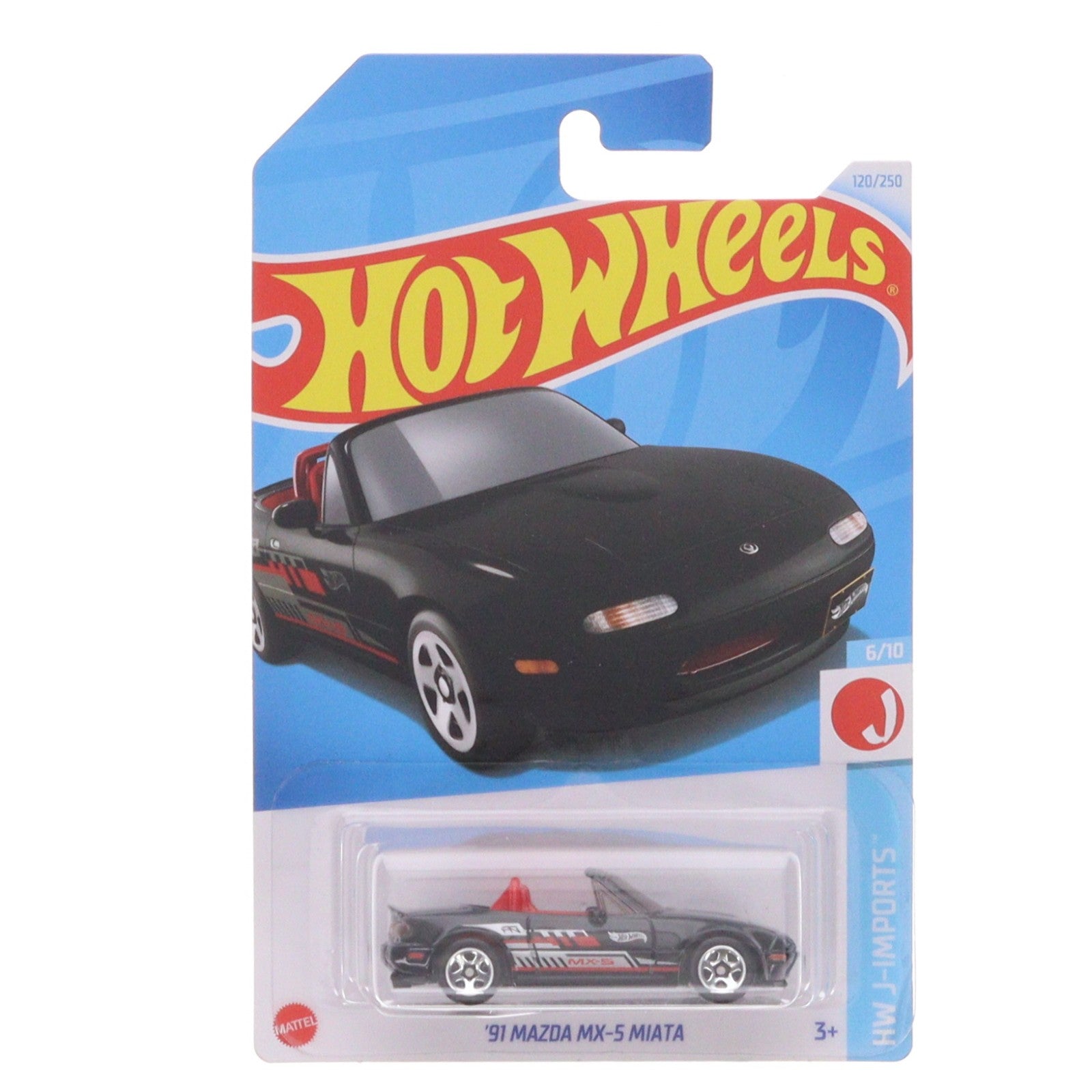 【中古即納】[MDL] Hot Wheels(ホットウィール) J-IMPORTS 1/64 91 MAZDA MX-5 MIATA(ブラック×シルバー×レッド) 完成品 ミニカー(HTC47) マテル(20220328)