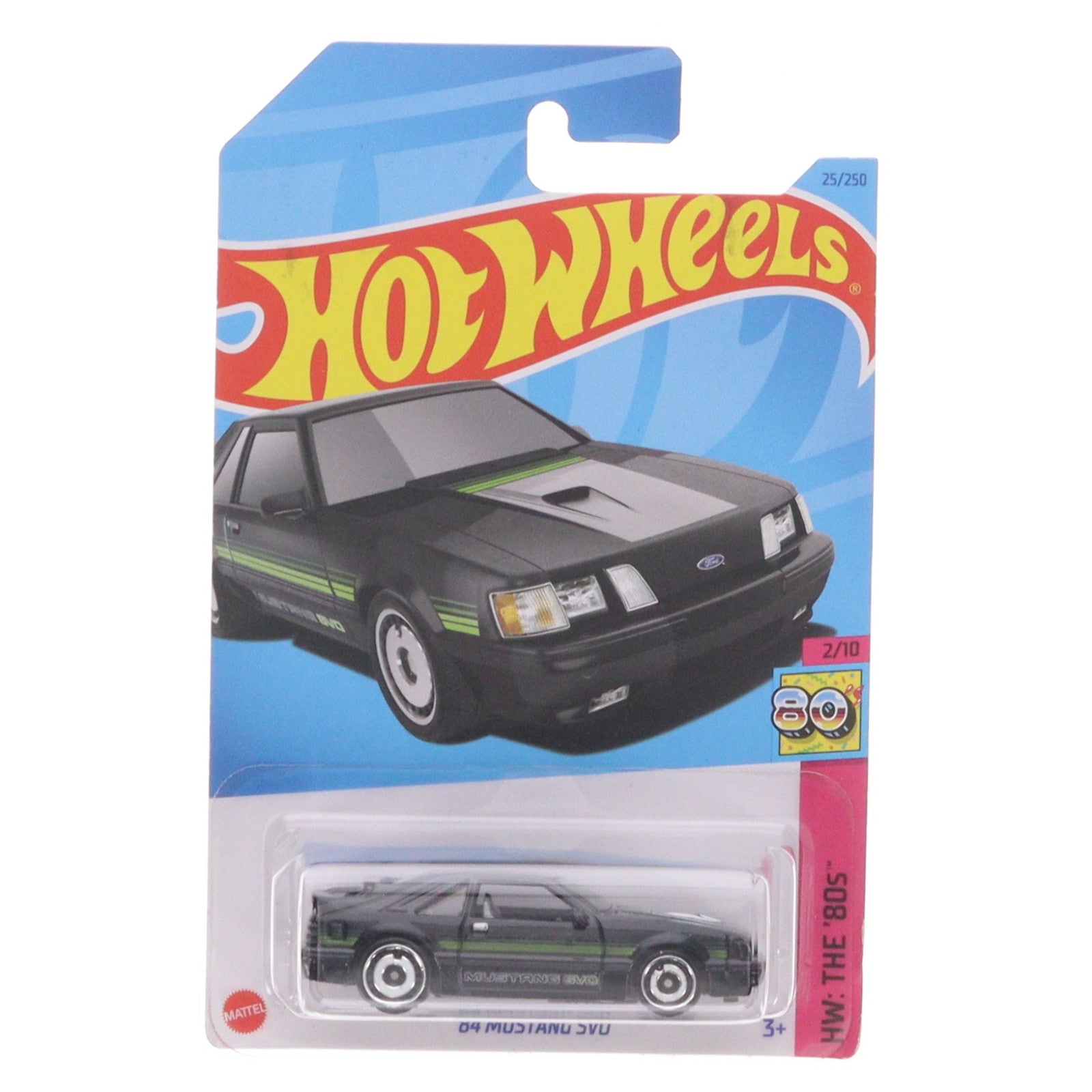 【中古即納】[MDL] Hot Wheels(ホットウィール) HW:THE '80s 1/64 '84 MUSTANG SVO(ブラック×グリーン) 完成品 ミニカー(HKJ60) マテル(20220328)