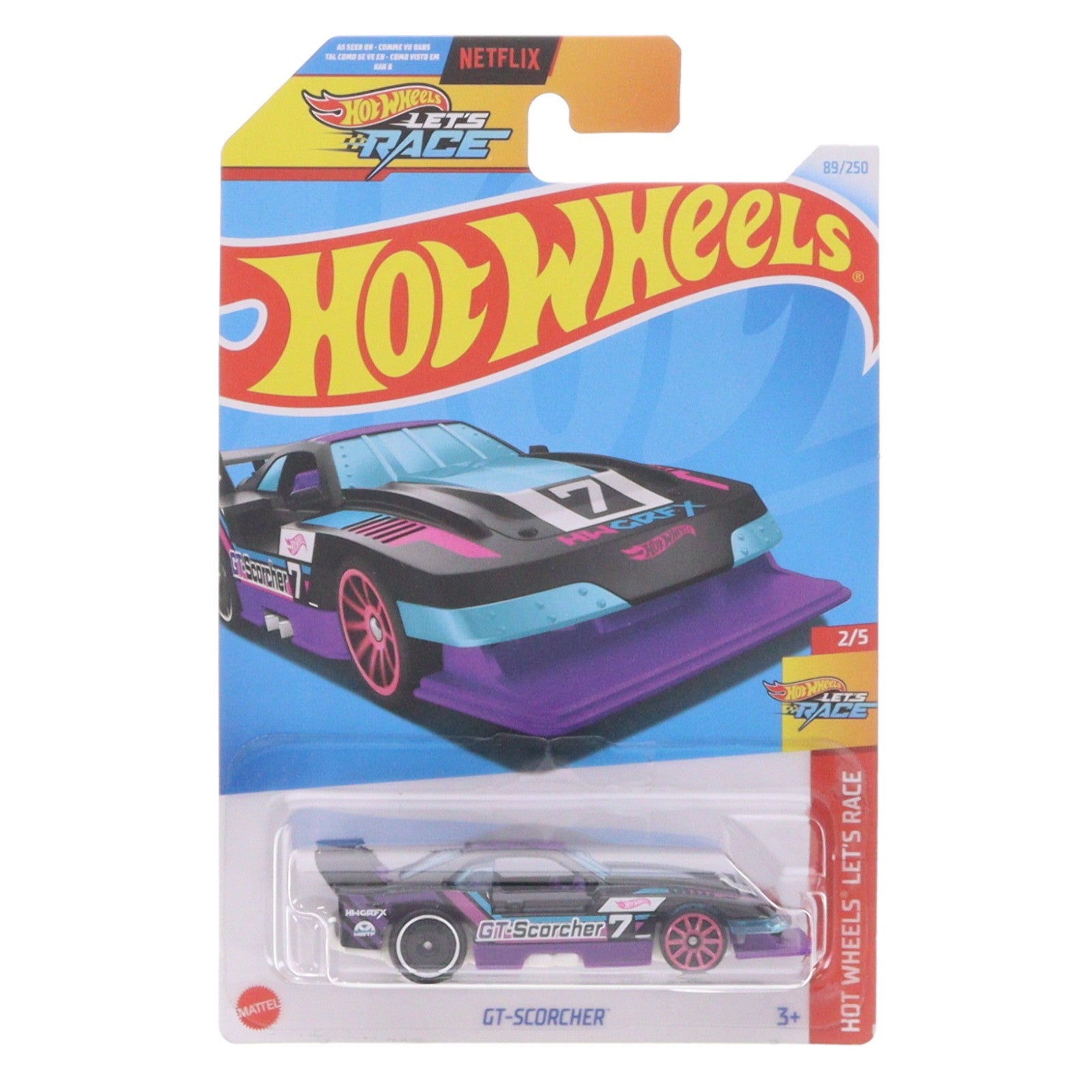 【中古即納】[MDL] Hot Wheels(ホットウィール) LET'S RACE 1/64 GT-SCORCHER(ブラック×パープル) 完成品 ミニカー(HTC08) マテル(20220328)