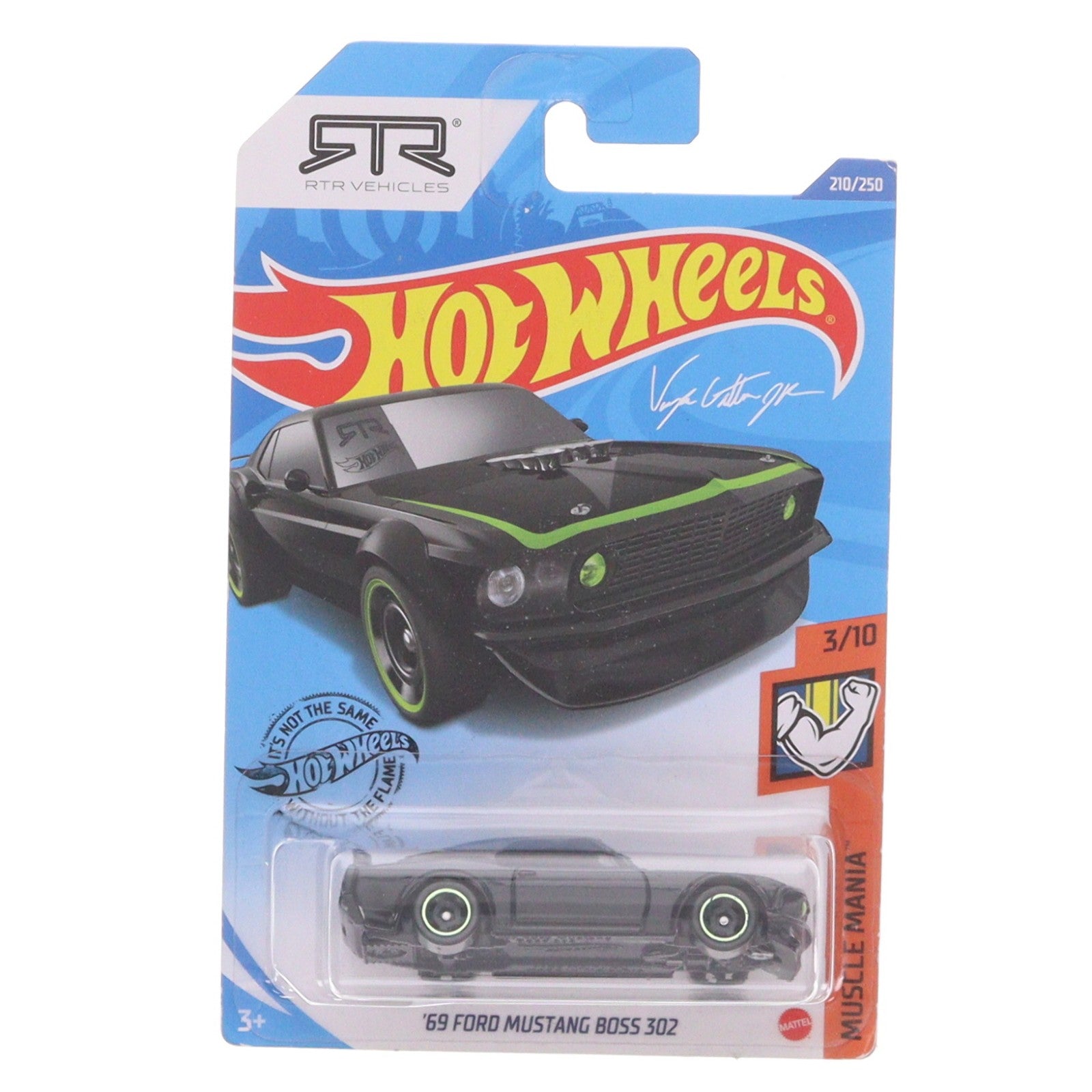 【中古即納】[MDL] Hot Wheels(ホットウィール) MUSCLE MANIA 1/64 '69 FORD MUSTANG BOSS 302(ブラック×ライトグリーン) 完成品 ミニカー(GHD06) マテル(20220328)