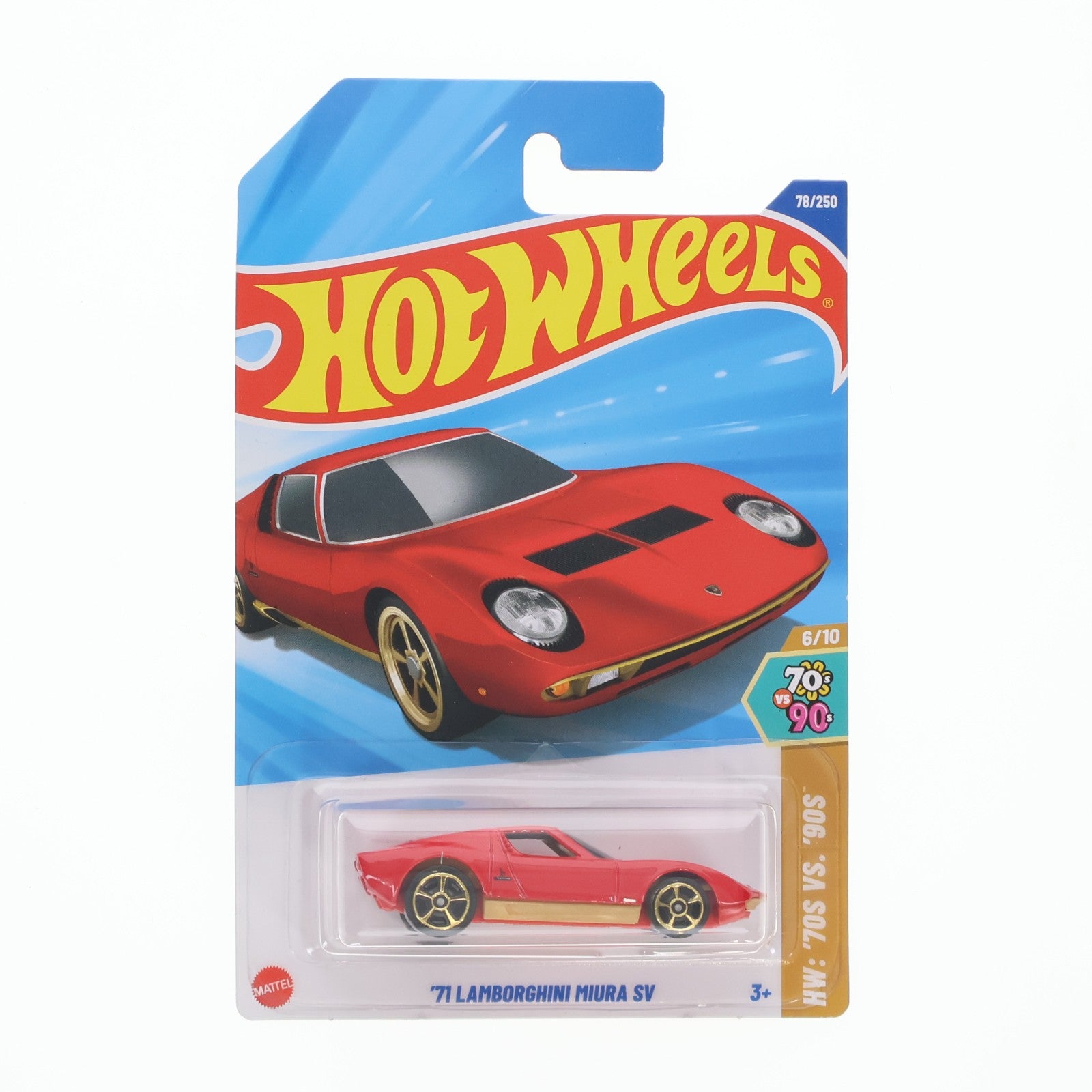 【中古即納】[MDL] Hot Wheels(ホットウィール) HW:'70S VS. '90S 1/64 '71 LAMBORGHINI MIURA SV(レッド×イエロー) 完成品 ミニカー(HYX22) マテル(20220328)