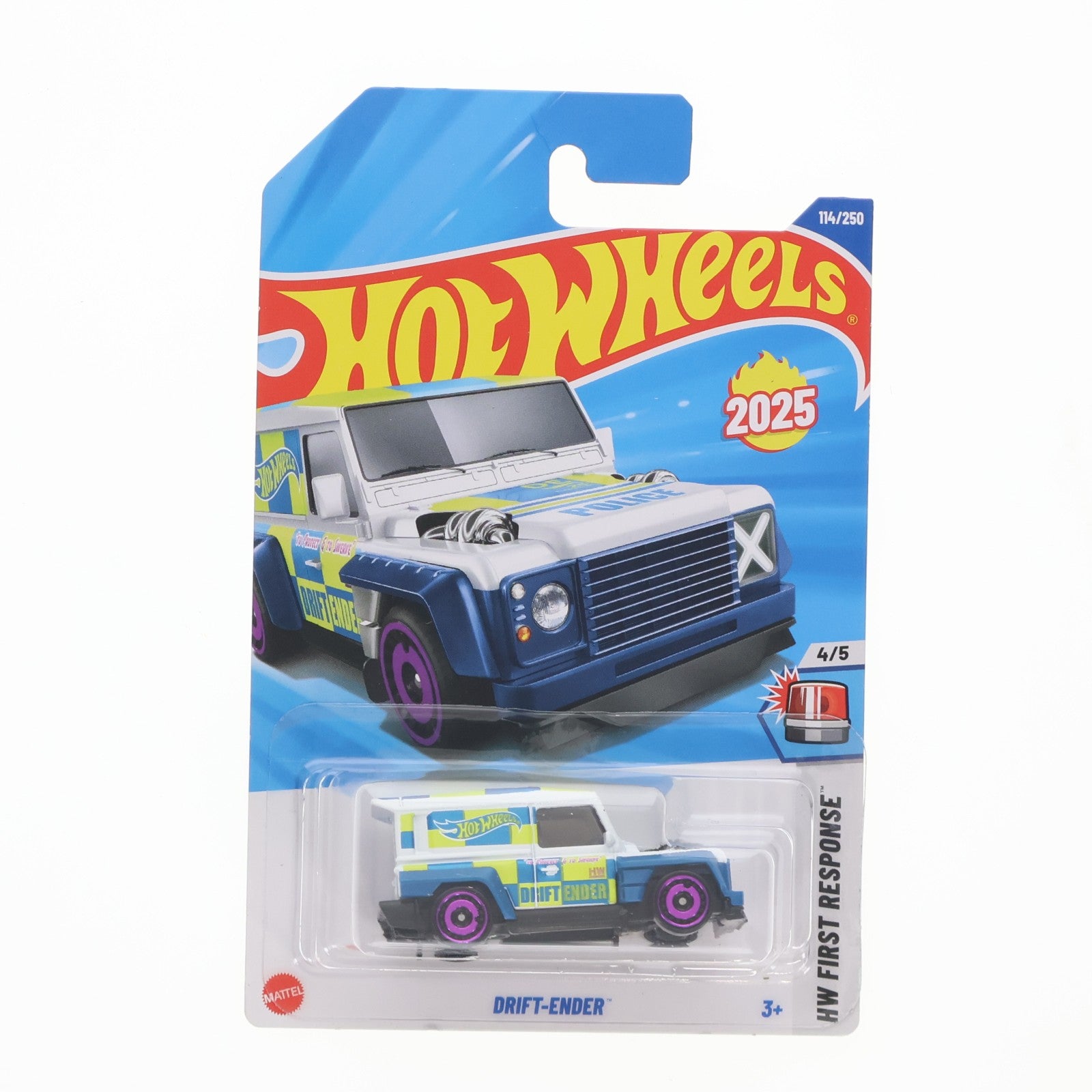 【中古即納】[MDL] Hot Wheels(ホットウィール) HW FIRST RESPONSE 1/64 DRIFT-ENDER(ホワイト×イエロー×ブルー) 完成品 ミニカー(HYW27) マテル(20220328)