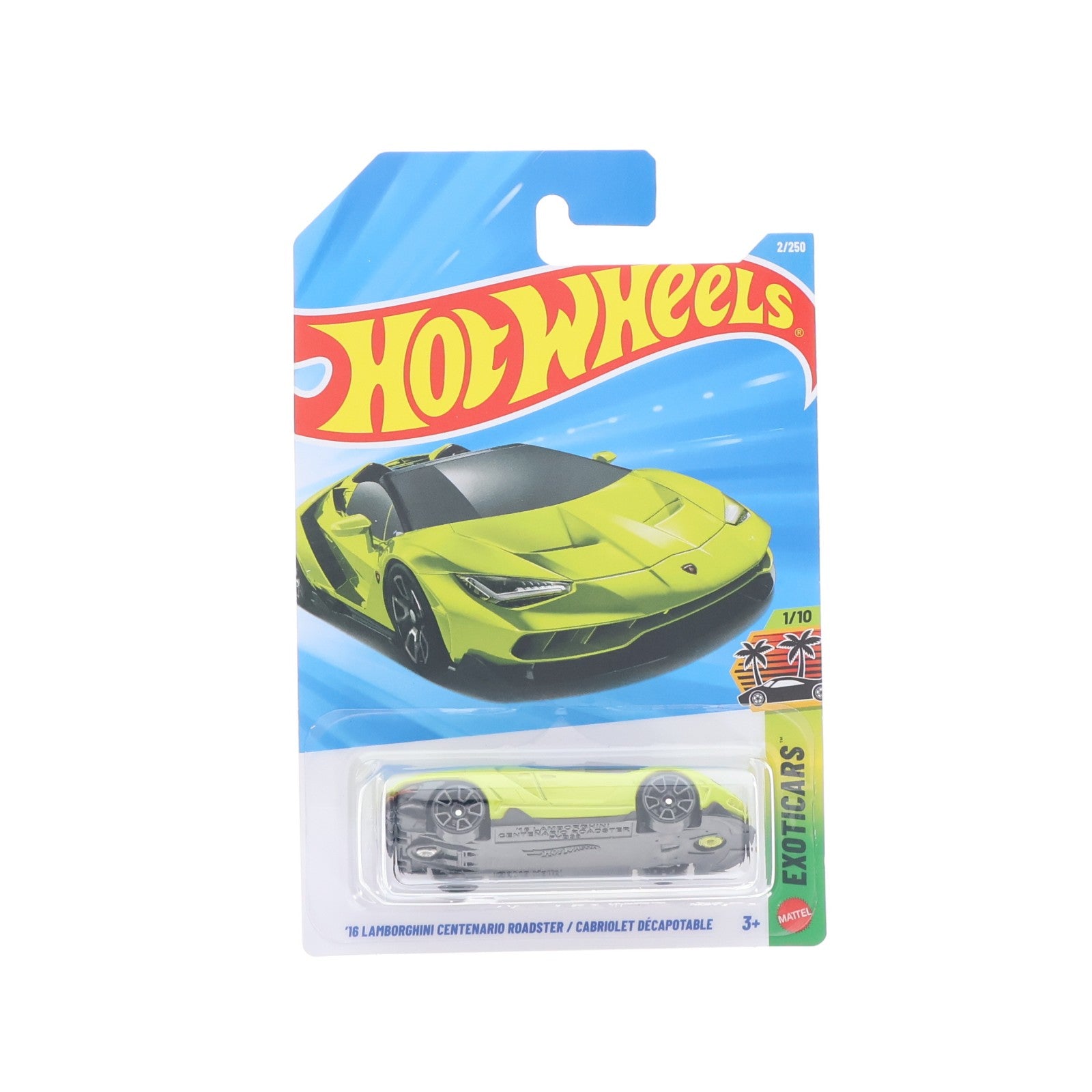 【中古即納】[MDL] Hot Wheels(ホットウィール) EXOTICARS 1/64 '16 LAMBORGHINI CENTENARIO ROADSTAR/CABRIOLET DECAPOTABLE(イエロー) 完成品 ミニカー(JJK74) マテル(20220328)