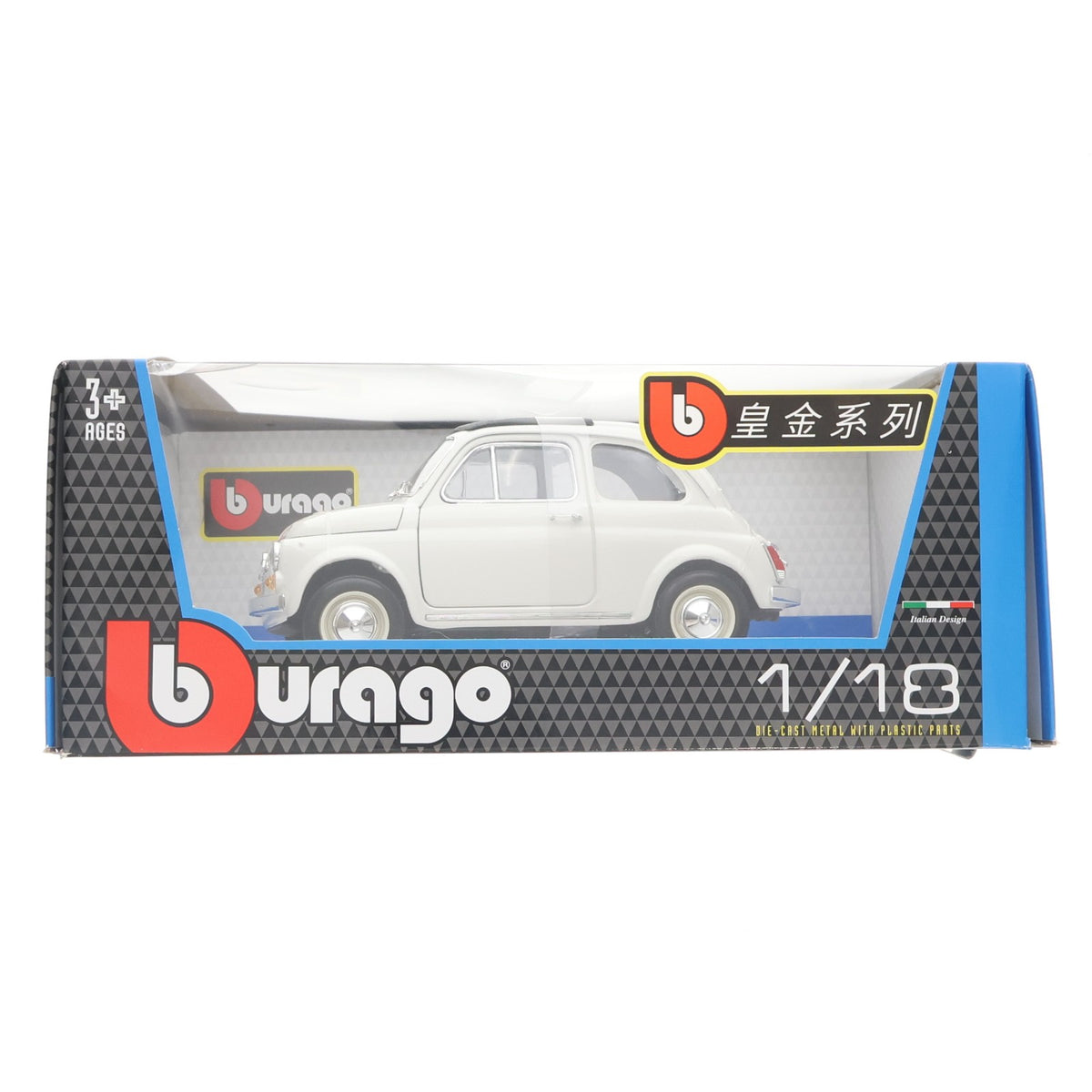 【中古即納】[MDL] 1/18 フィアット 500 F 1965(ホワイト) 完成品 ミニカー(海外流通版) BBURAGO(ブラゴ)(19991231)