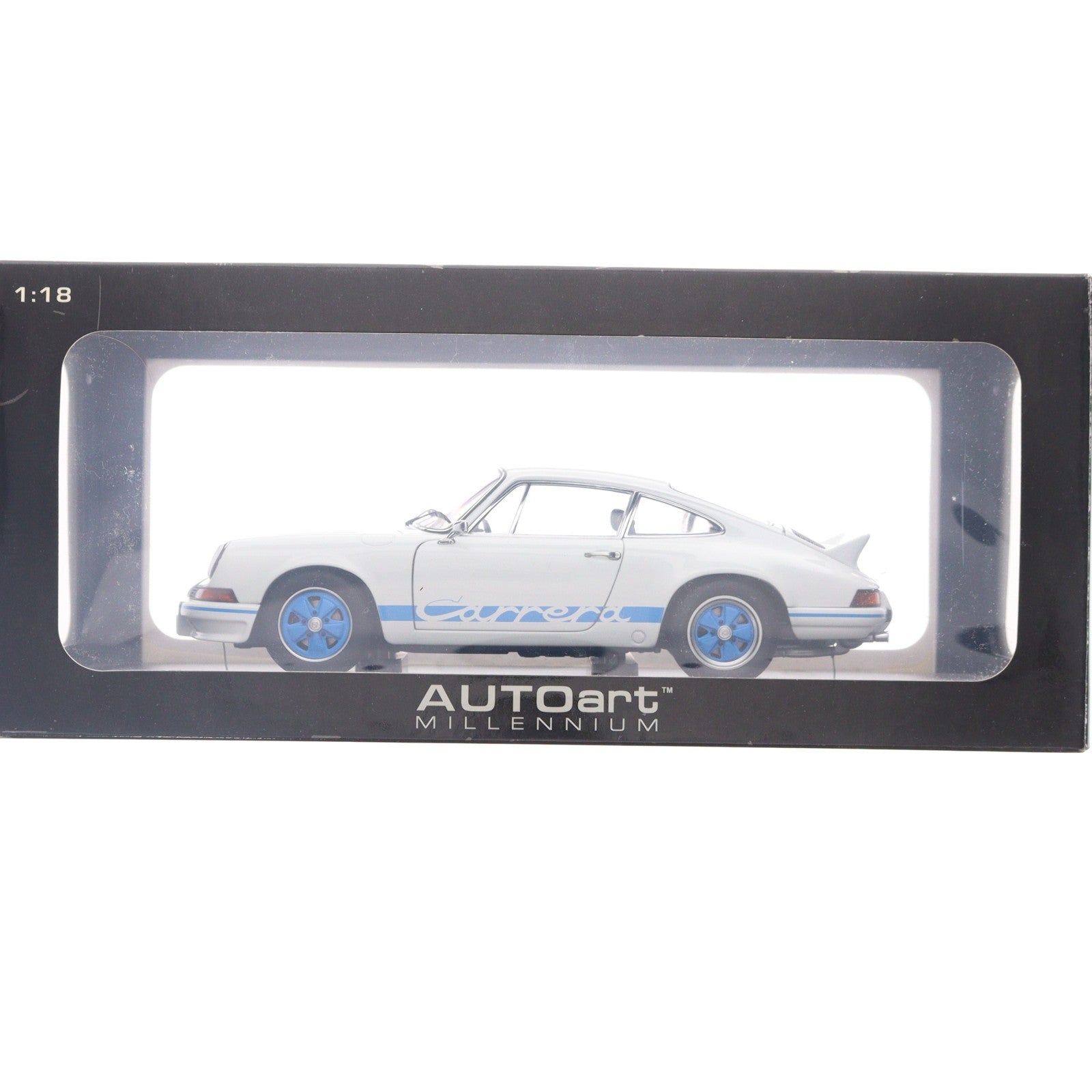 【中古即納】[MDL] 1/18 PORSCHE(ポルシェ) 911 CARRERA(カレラ) RS 2.7 1973(ホワイト×ブルー) 完成品 ミニカー(78052) AUTOart(オートアート)(20100120)