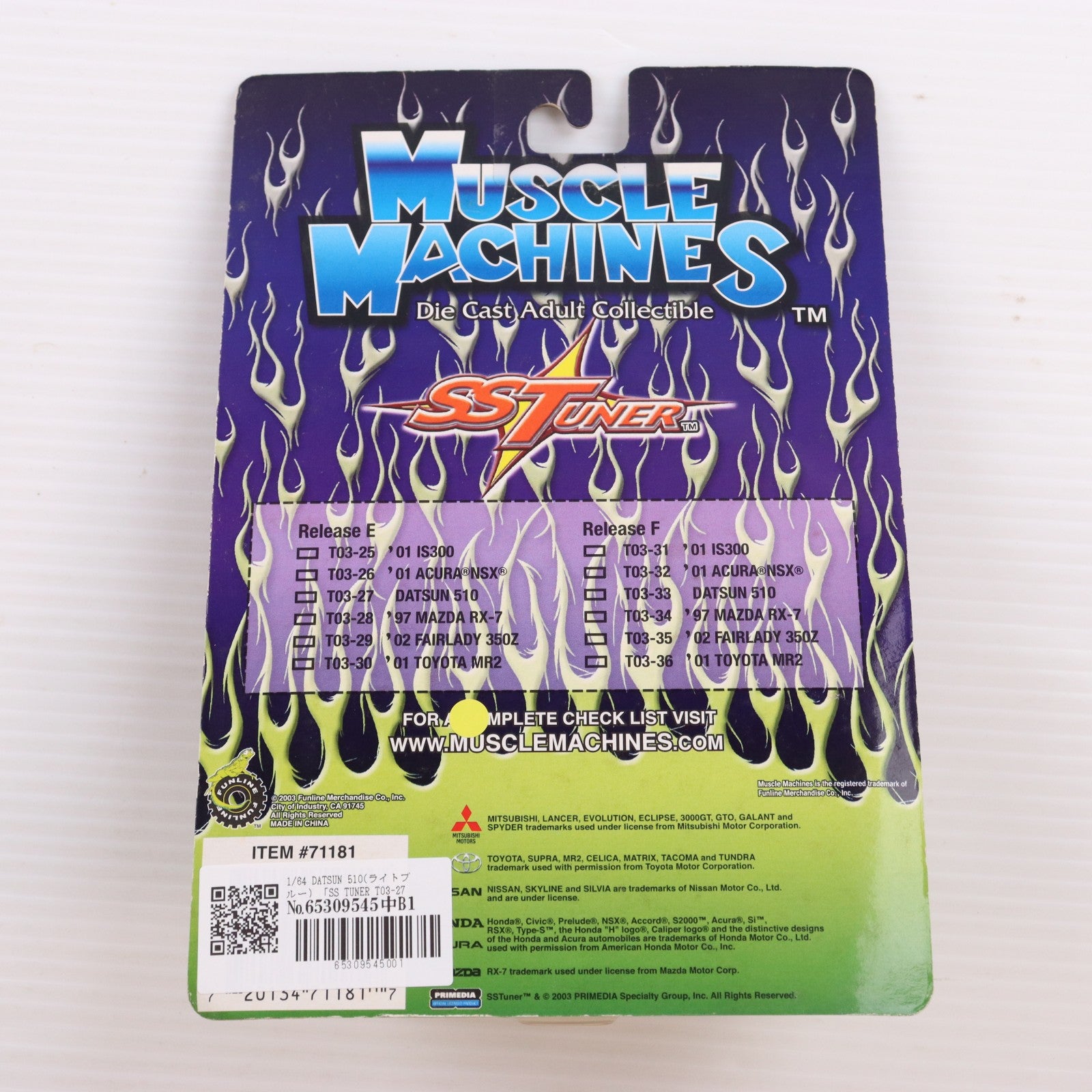 【中古即納】[MDL] SS TUNER T03-27 1/64 DATSUN 510(ライトブルー 完成品 ミニカー(71181) Muscle Machines(マッスルマシーン)(20031231)