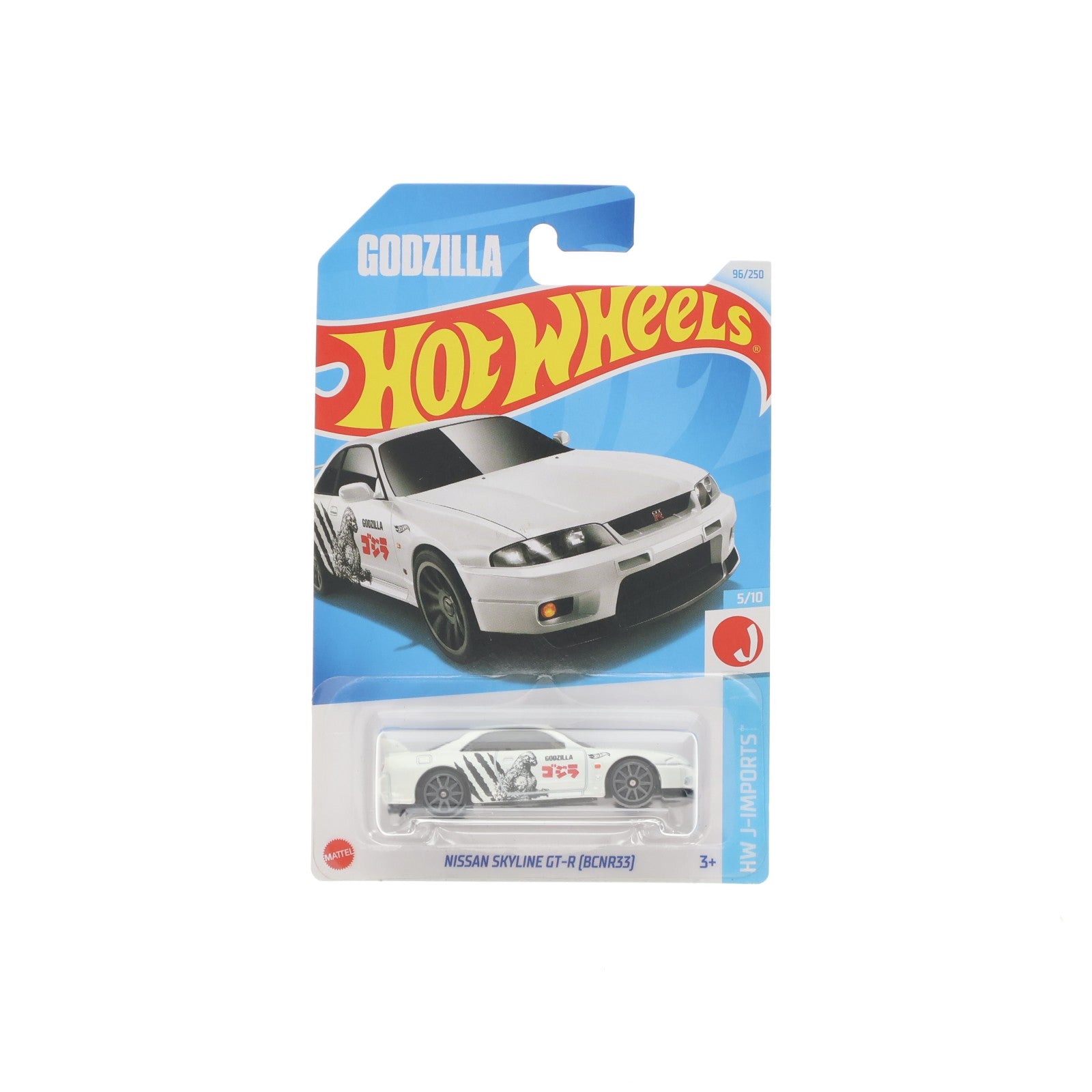 【中古即納】[MDL] Hot Wheels(ホットウィール) HW J-IMPORTS 1/64 NISSAN SKYLINE GT-R(BCNR3) ゴジラ(ホワイト) 完成品 ミニカー(HTC44) マテル(20241231)