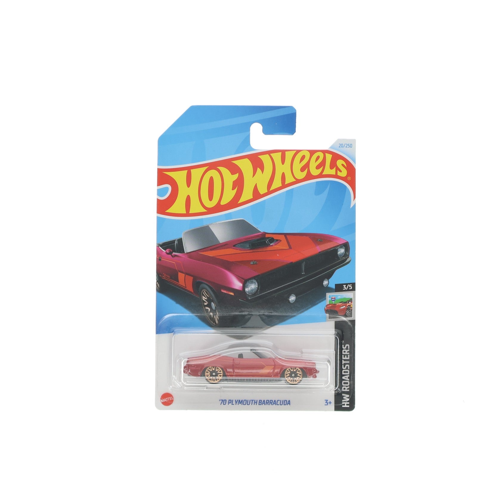 【中古即納】[MDL] Hot Wheels(ホットウィール) HW ROADSTERS 1/64 '70 PLYMOUTH BARRACUDA(レッド) 完成品 ミニカー(HTC95) マテル(20241231)