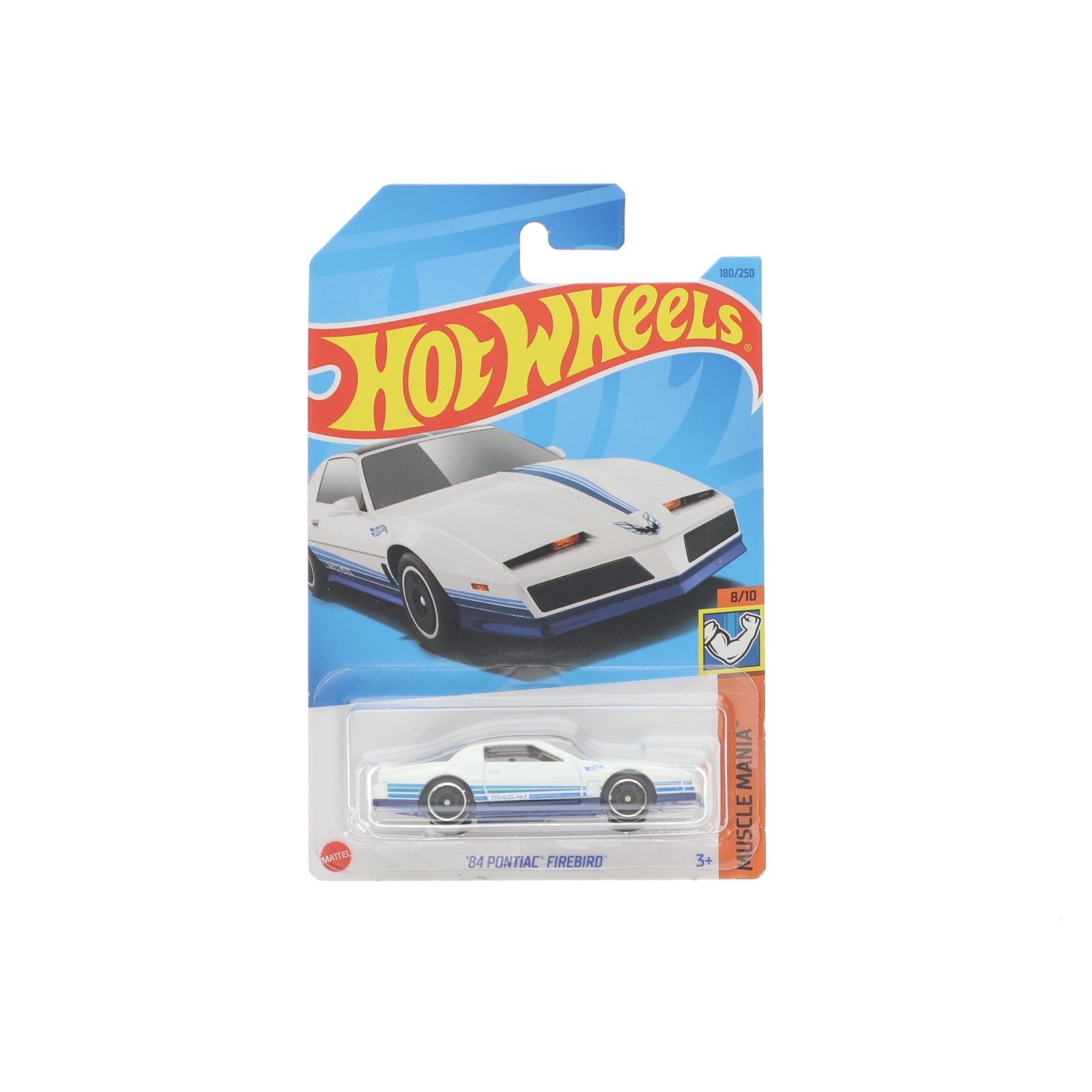 【中古即納】[MDL] Hot Wheels(ホットウィール) MUSCLE MANIA 1/64 '84 PONTIAC FIREBIRD(ホワイト×ブルー) 完成品 ミニカー(HKK92) マテル(20231231)