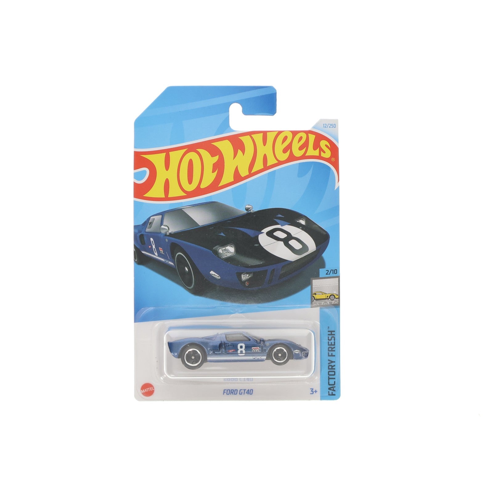 【中古即納】[MDL] Hot Wheels(ホットウィール) FACTORY FRESH 1/64 FORD GT40 #8(ブルー×ホワイト) 完成品 ミニカー(HTD34) マテル(20241231)