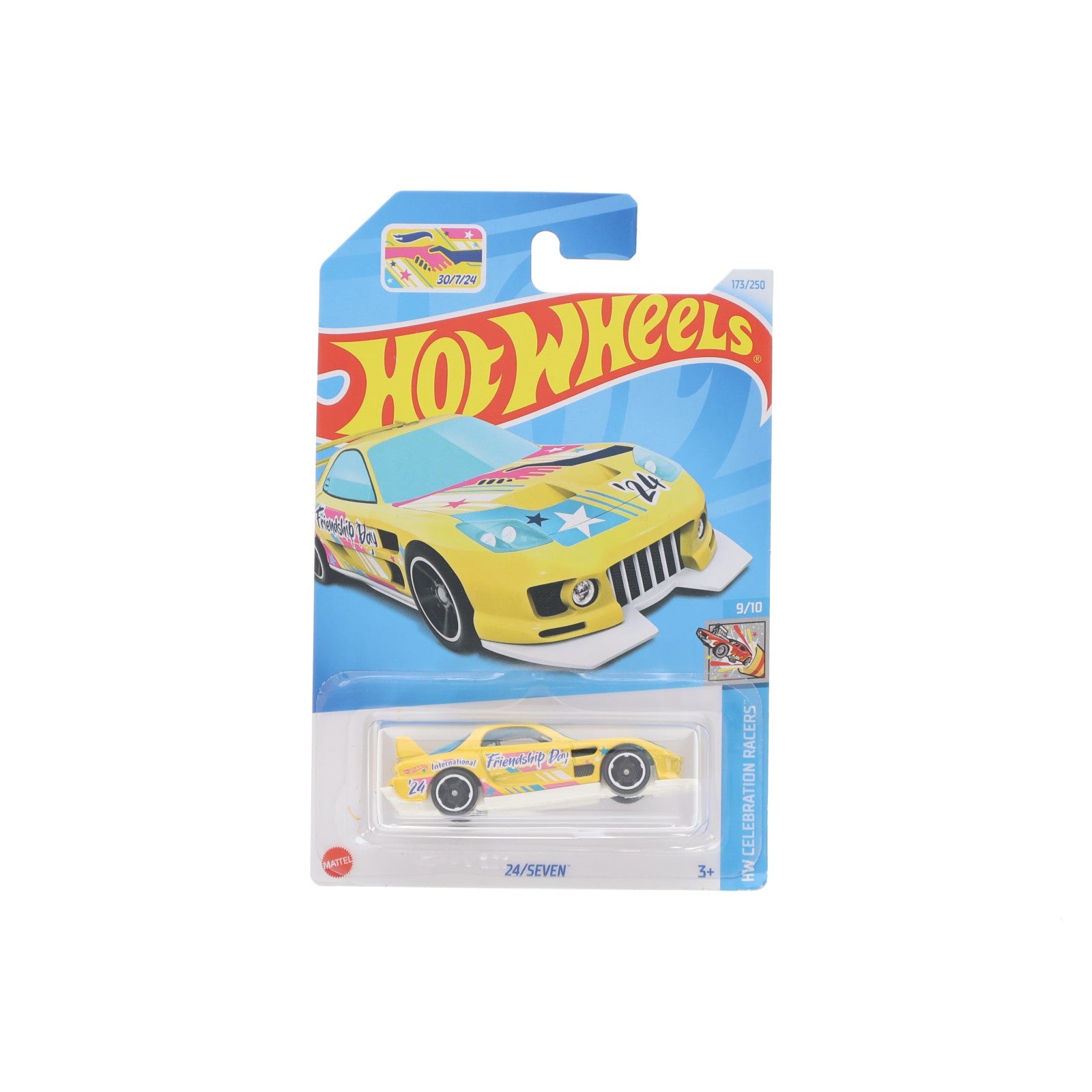 【中古即納】[MDL] Hot Wheels(ホットウィール) HW CELEBRATION RACERS 1/64 24/SEVEN(イエロー×ホワイト×ピンク) 完成品 ミニカー(HTB01) マテル(20241231)