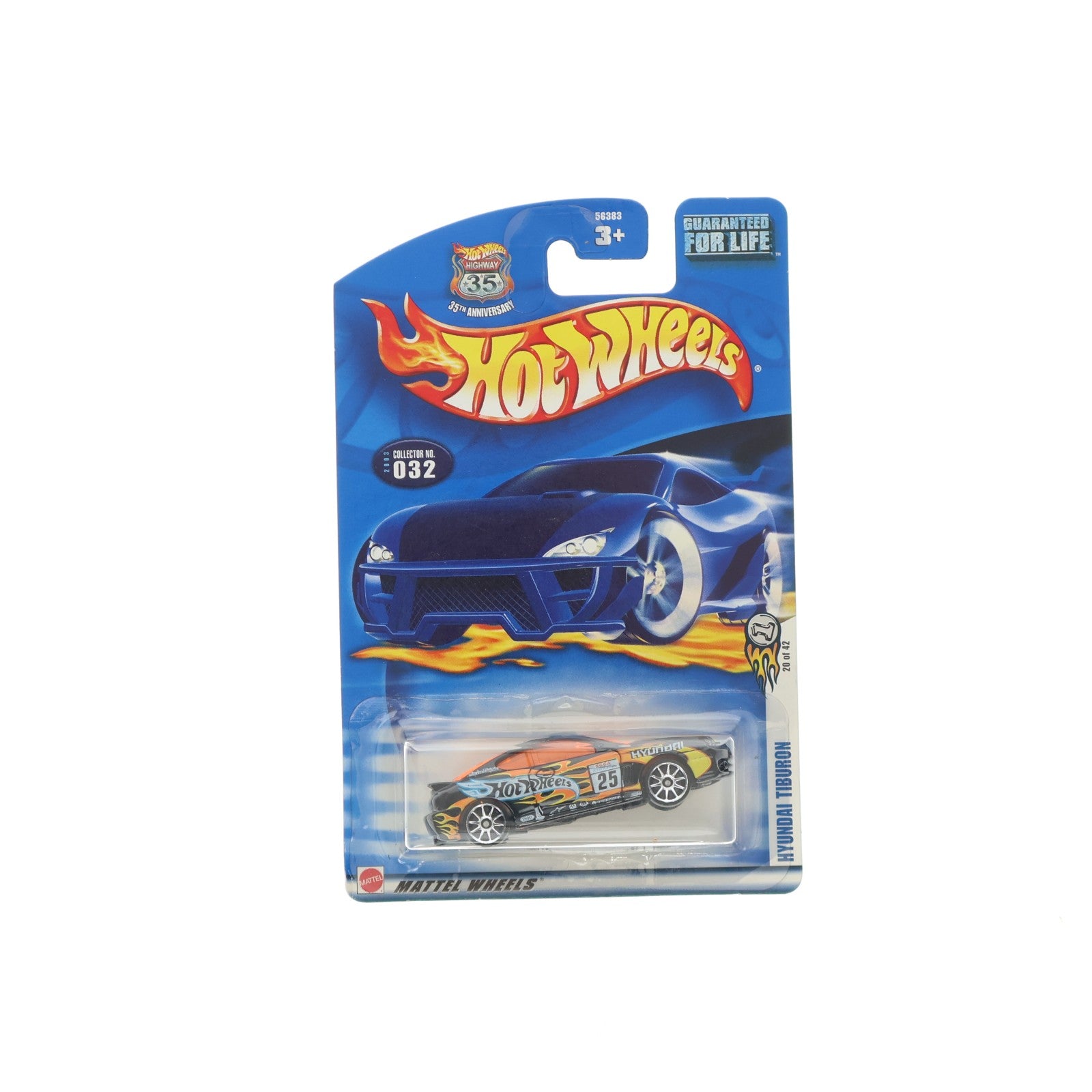 【中古即納】[MDL] Hot Wheels(ホットウィール) 1/64 HYUNDAI TIBURON #25(ブラック×オレンジ) 完成品 ミニカー(56383-0710) マテル(20031231)