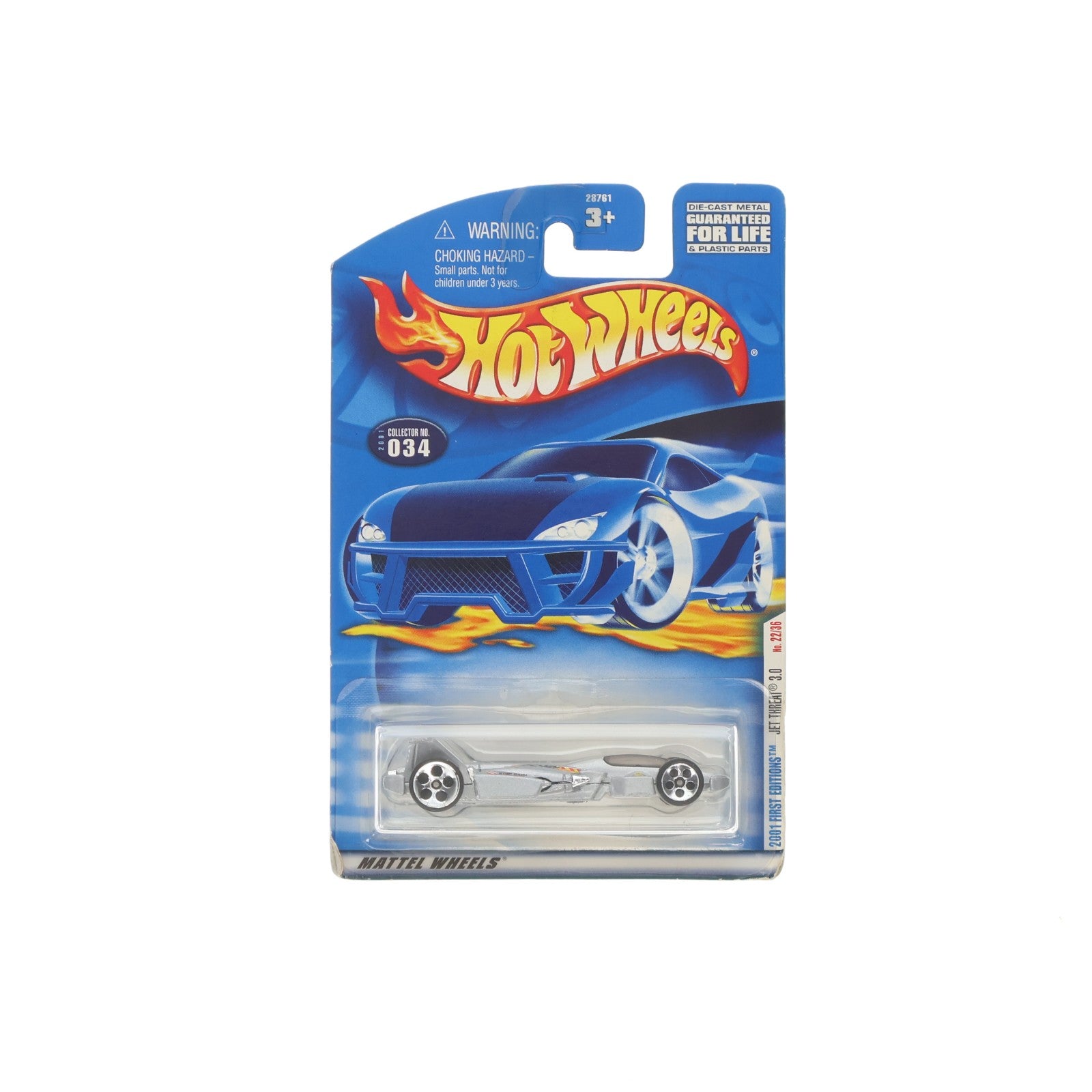 【中古即納】[MDL] Hot Wheels(ホットウィール) 2001 FIRST EDITIONS 1/64 JET THREAT 3.0(シルバー) 完成品 ミニカー(28761-0910D1) マテル(20011231)