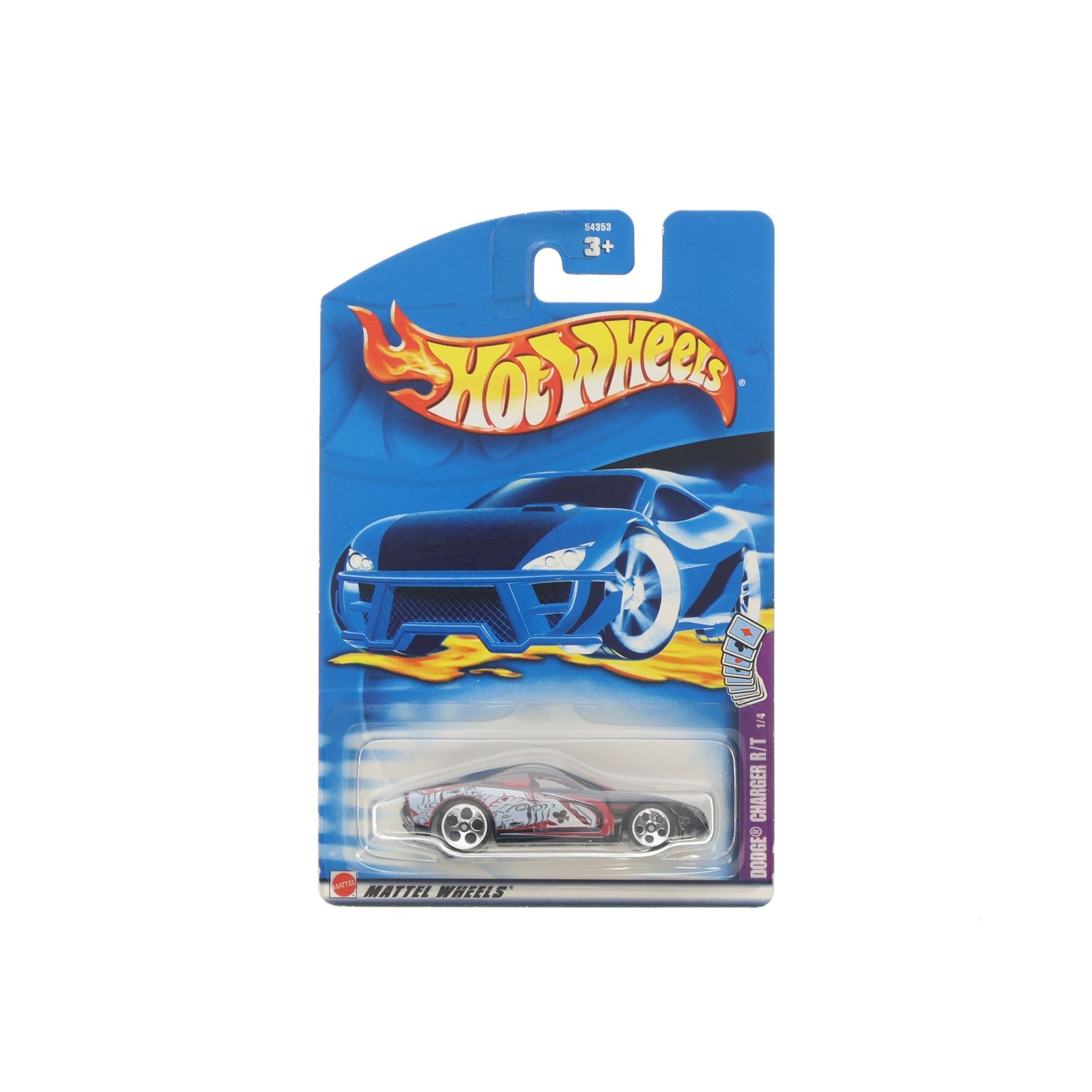 【中古即納】[MDL] Hot Wheels(ホットウィール) 1/64 DODGE CHARGER R/T(ブラック×ホワイト×レッド) 完成品 ミニカー(54353-0814) マテル(20021231)