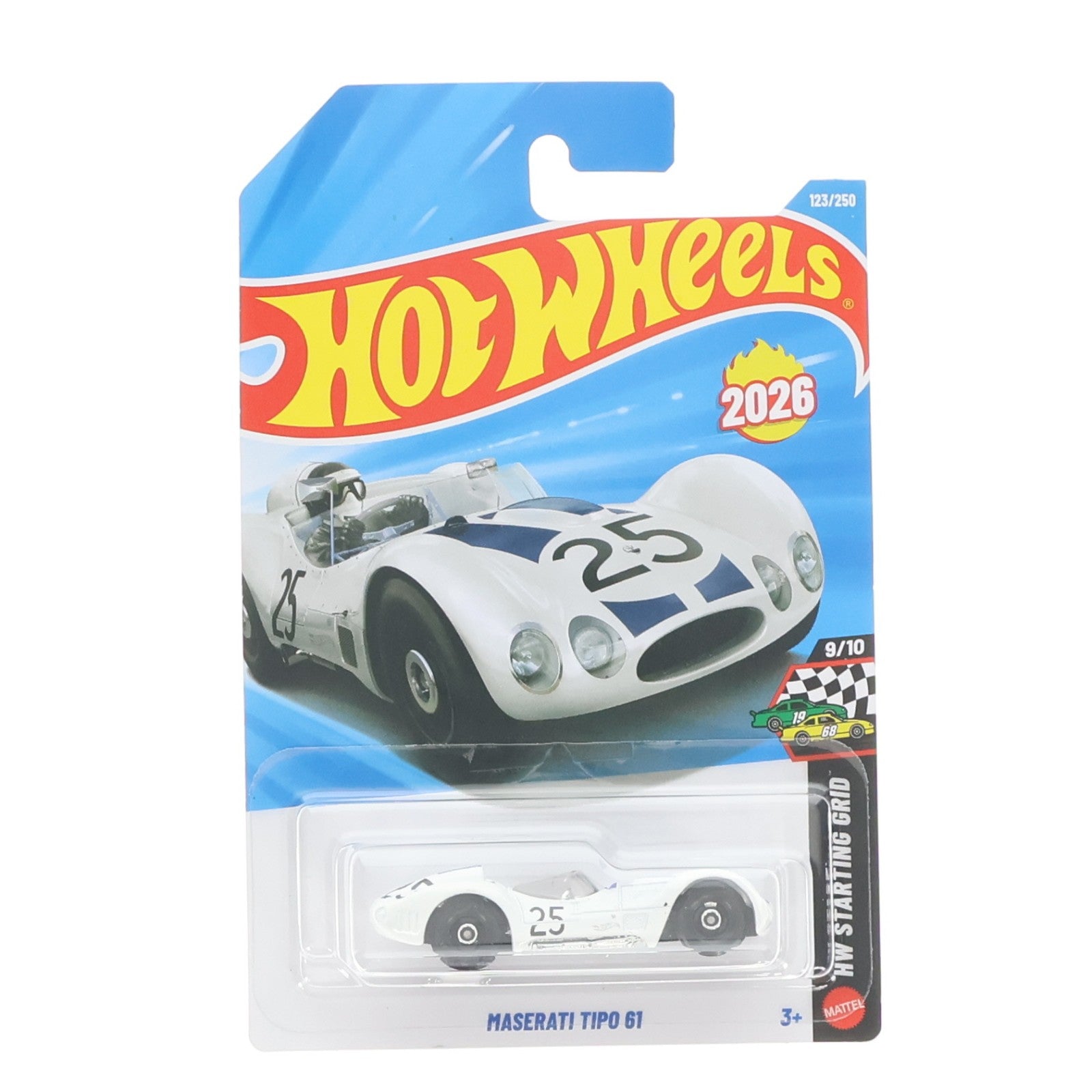 【中古即納】[MDL] Hot Wheels(ホットウィール) HW STARTING GRID 1/64 MASERATI TIPO 61 #25(ホワイト×ブルー) 完成品 ミニカー(JJH44) マテル(20220328)