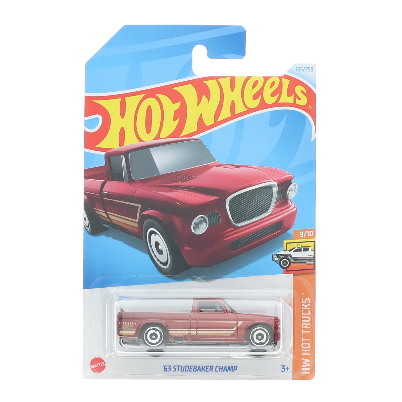【中古即納】[MDL] Hot Wheels(ホットウィール) HW HOT TRUCKS 1/64 '63 STUDEBAKER CHAMP(レッド×ベージュ) 完成品 ミニカー(HTC35) マテル(20220328)